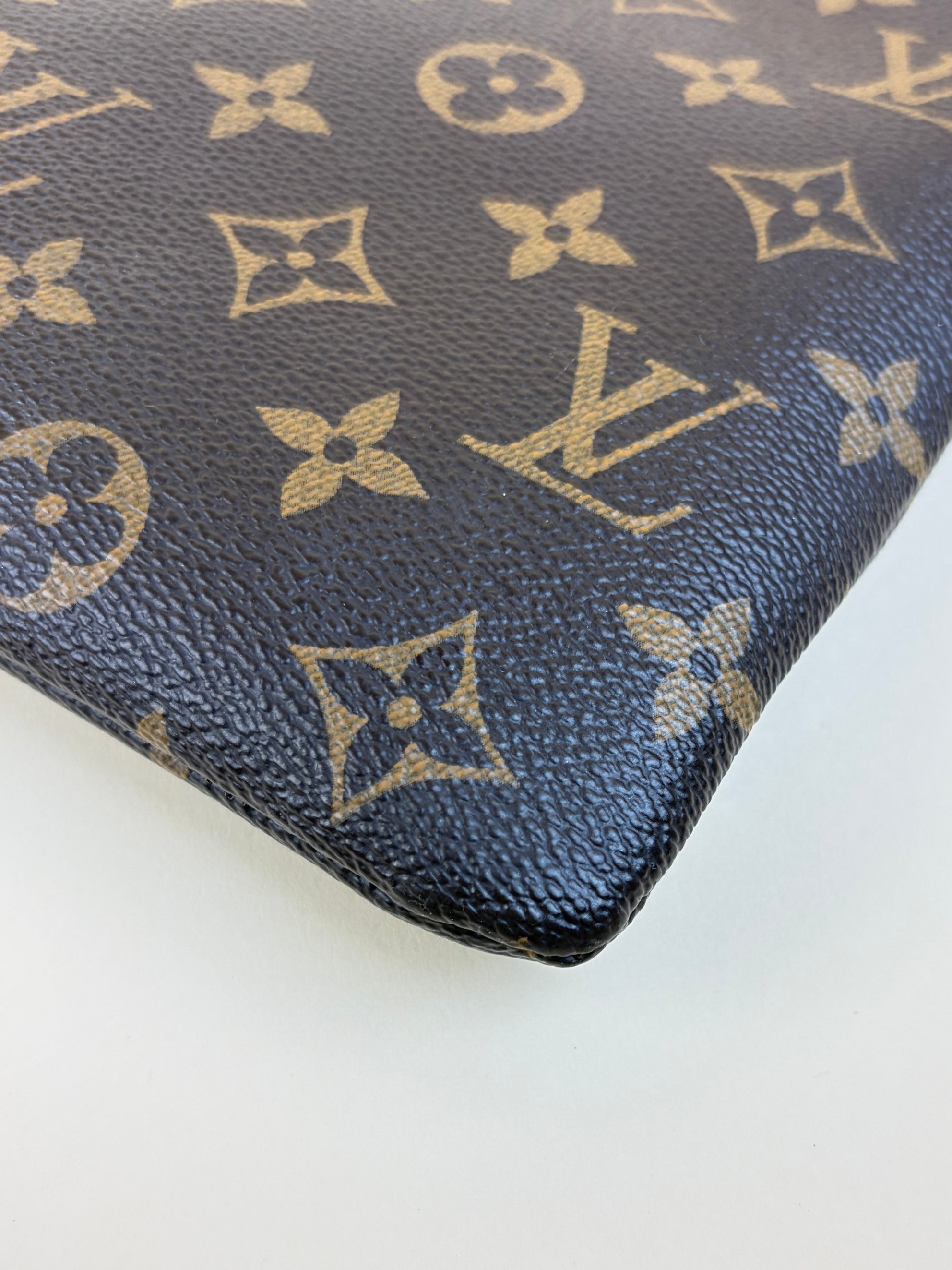 louis Vuitton black calfskin and monogram canvas daily pouch