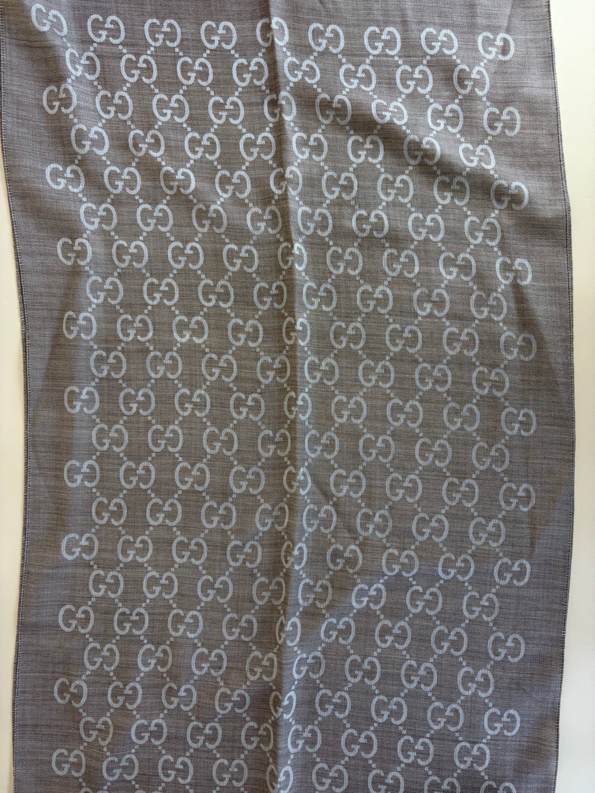 Gucci Sand GG Monogram Wool Silk Scarf