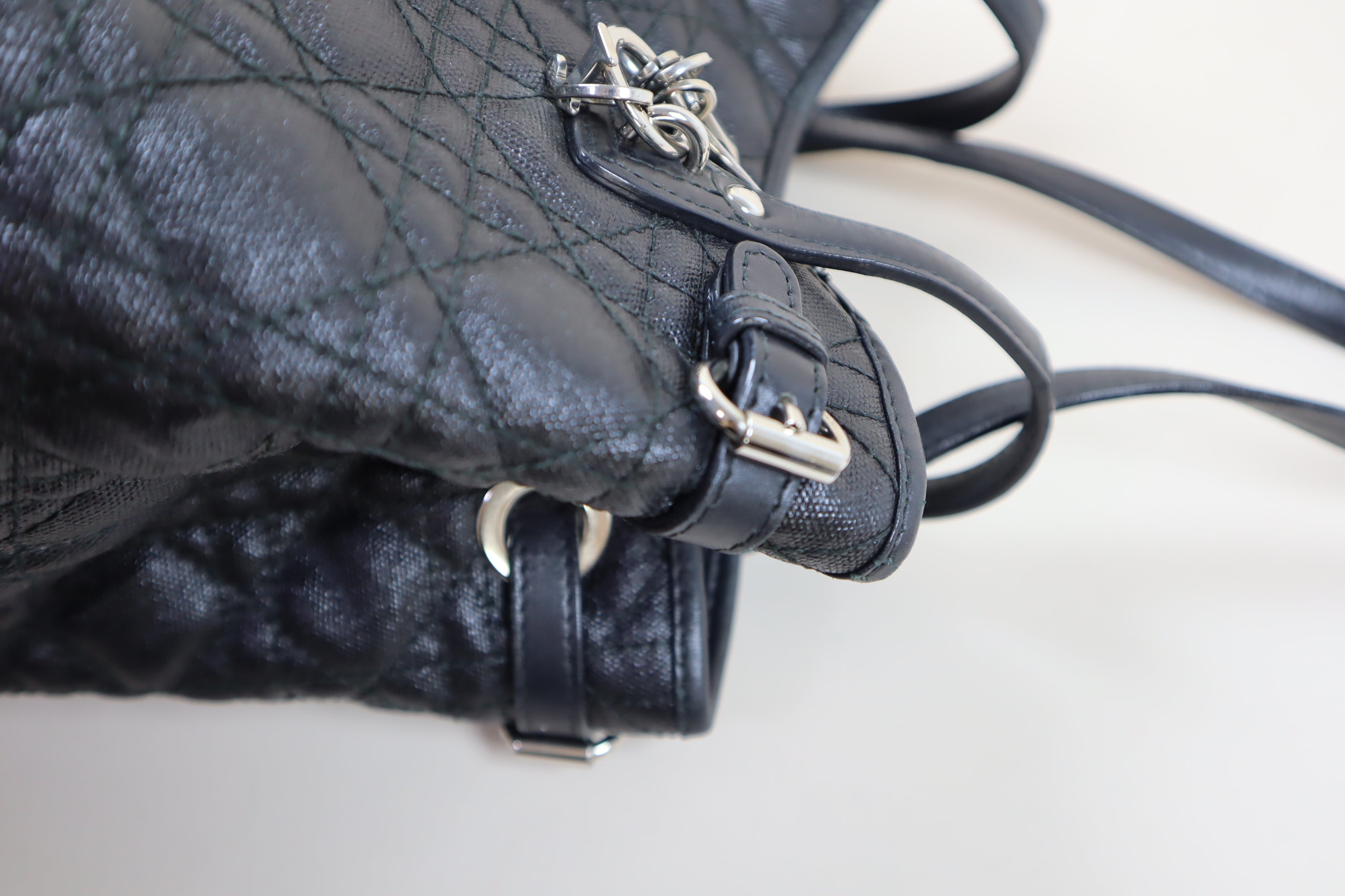 Christian Dior Black Panarea Cannage Shoulder Bag
