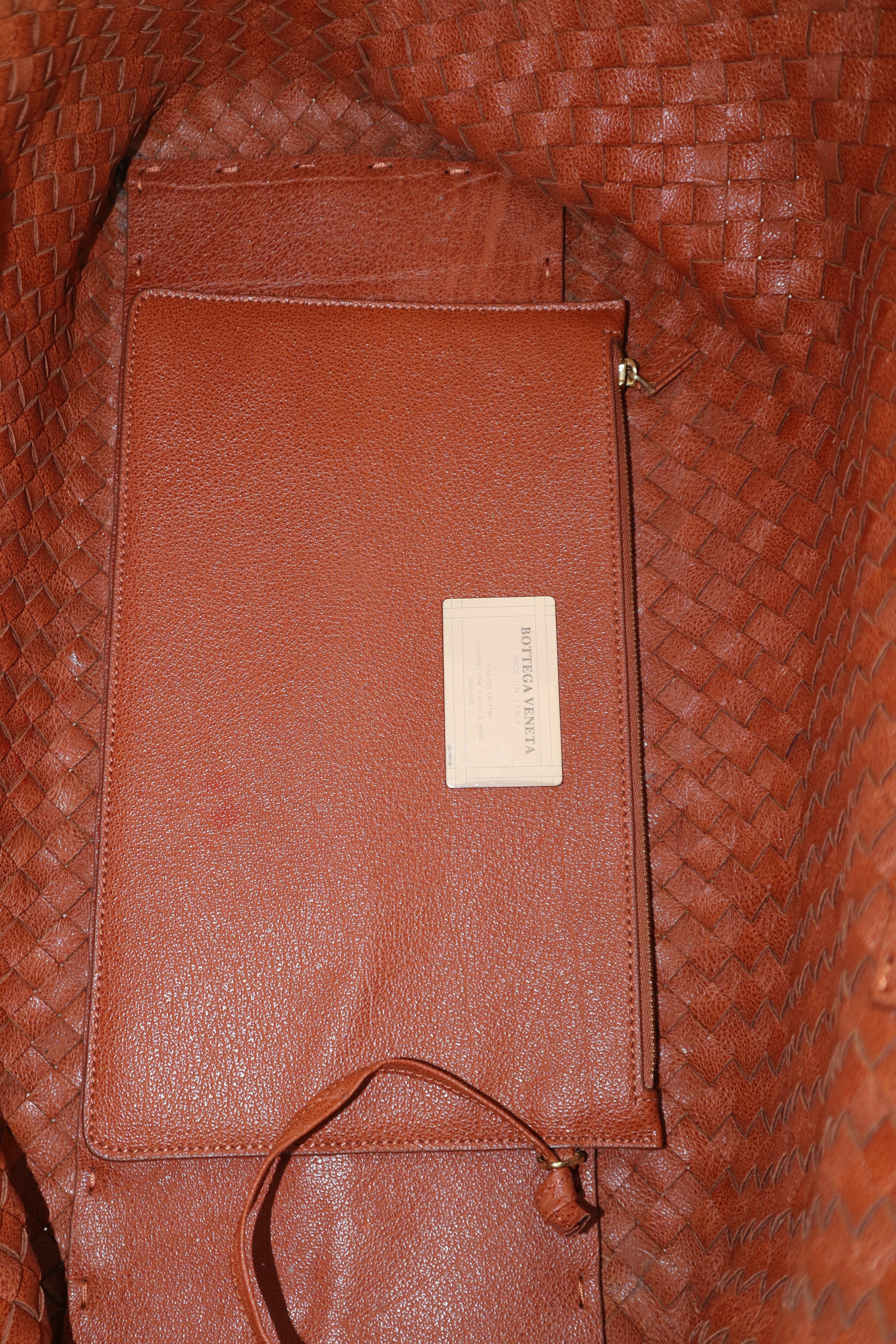 Bottega Veneta Orange Intrecciato Woven Medium Tote Bag