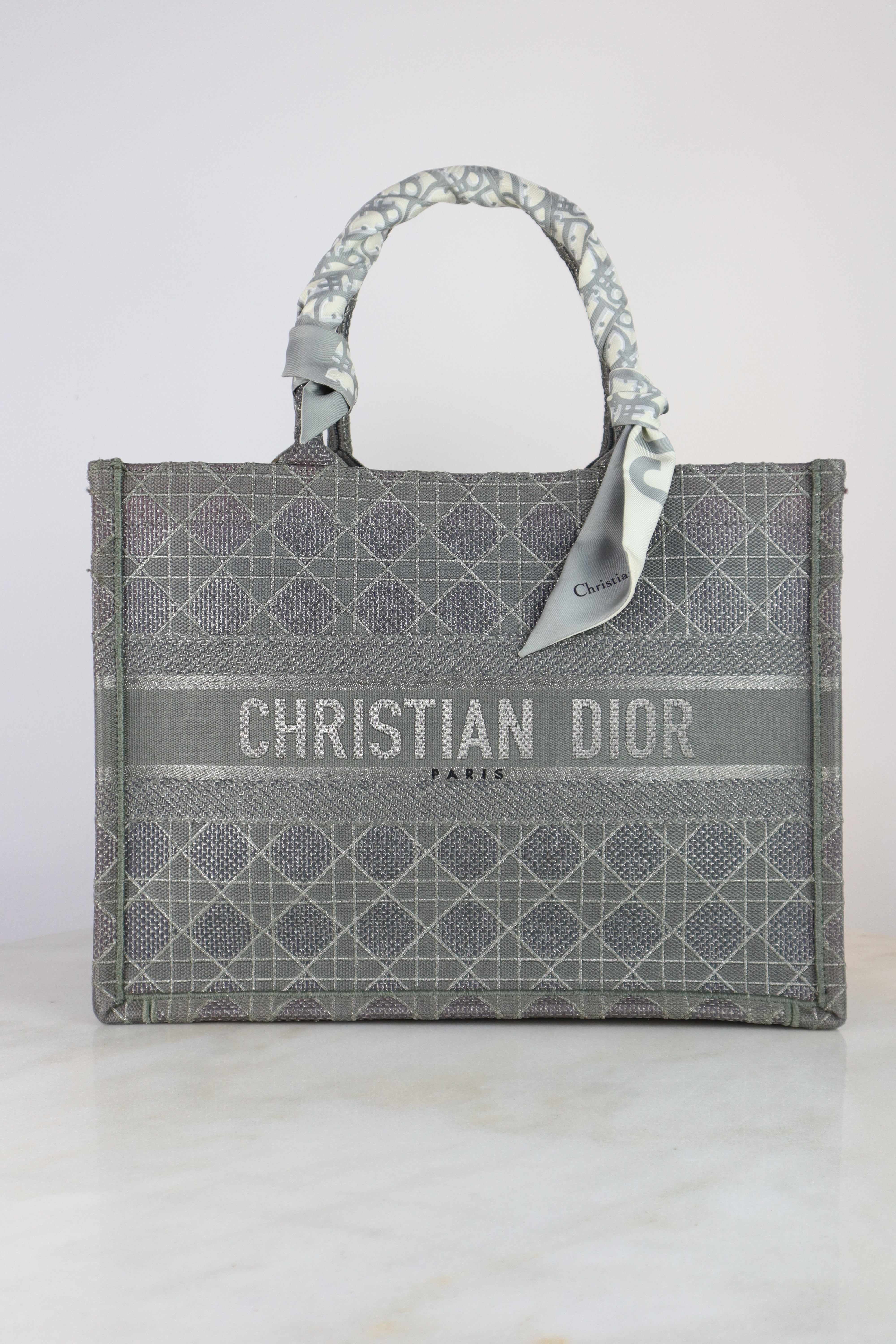 Christian Dior Grey Book Tote Medium Bag