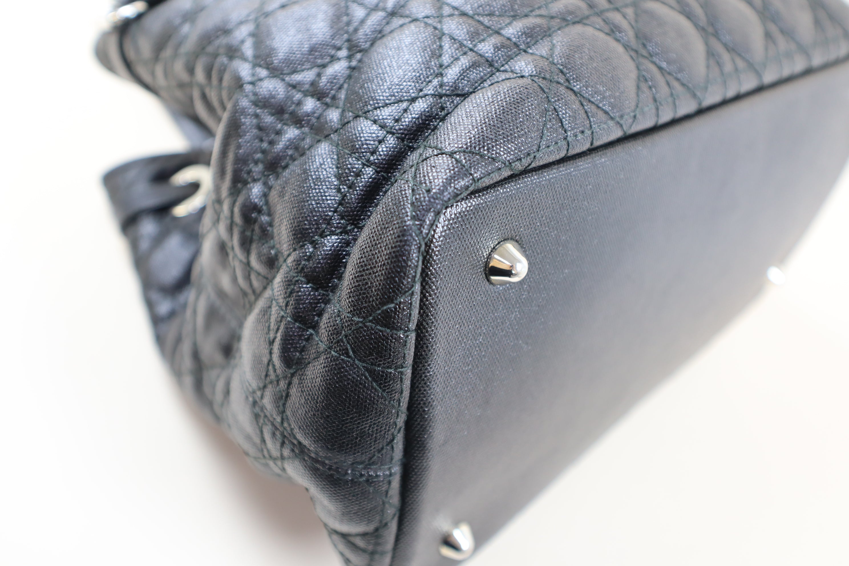 Christian Dior Black Panarea Cannage Shoulder Bag