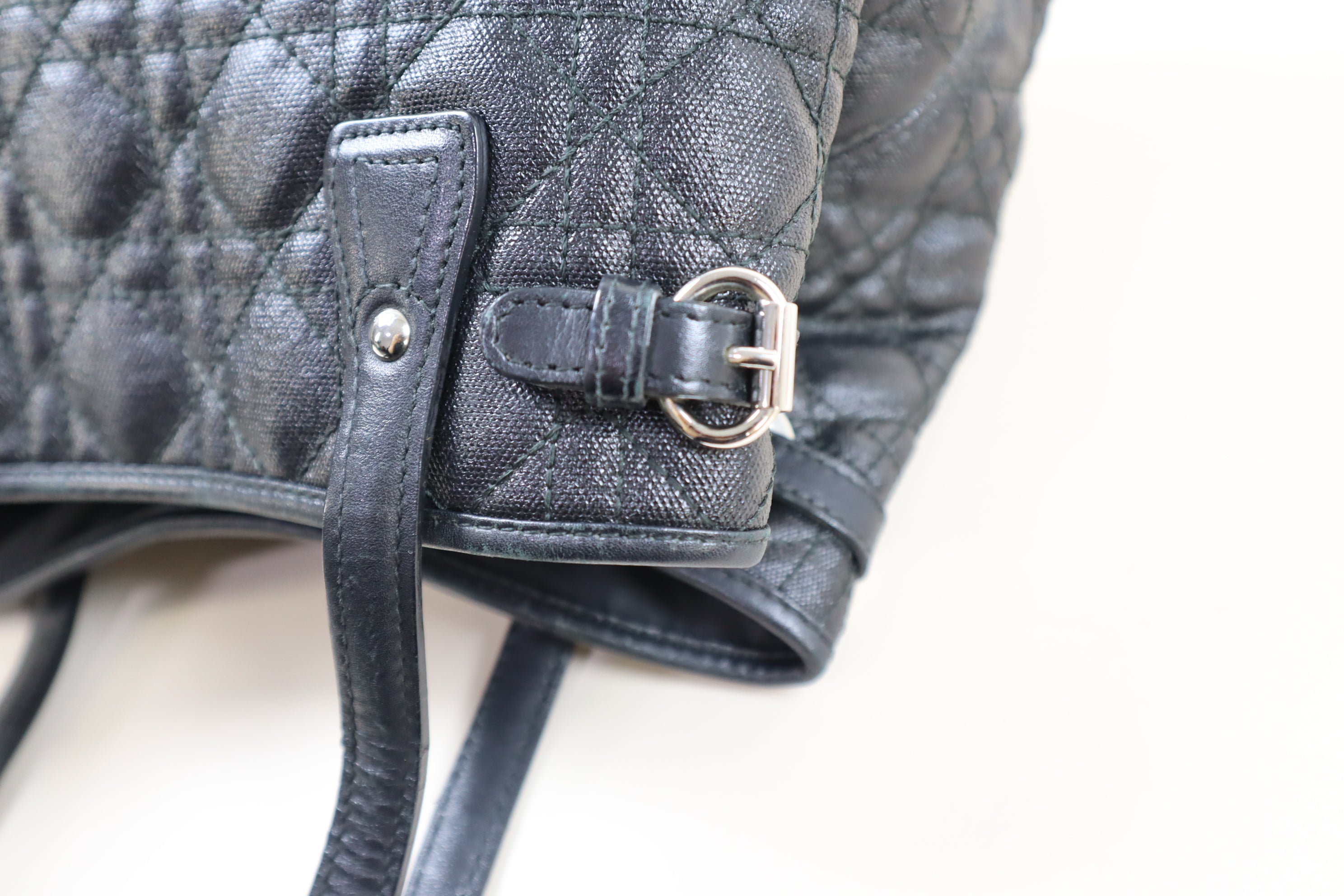 Christian Dior Black Panarea Cannage Shoulder Bag