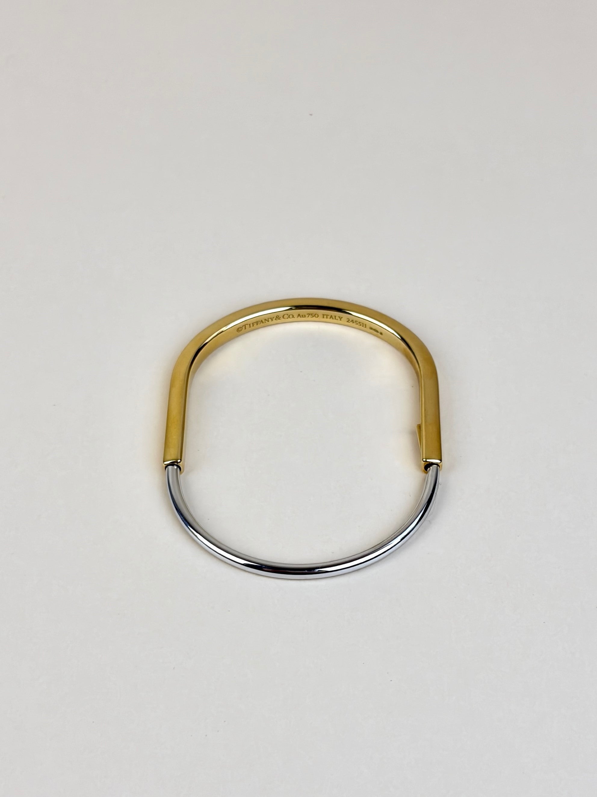 Tiffany & Co 18Klock narrow bangle yellow and white gold bracelet