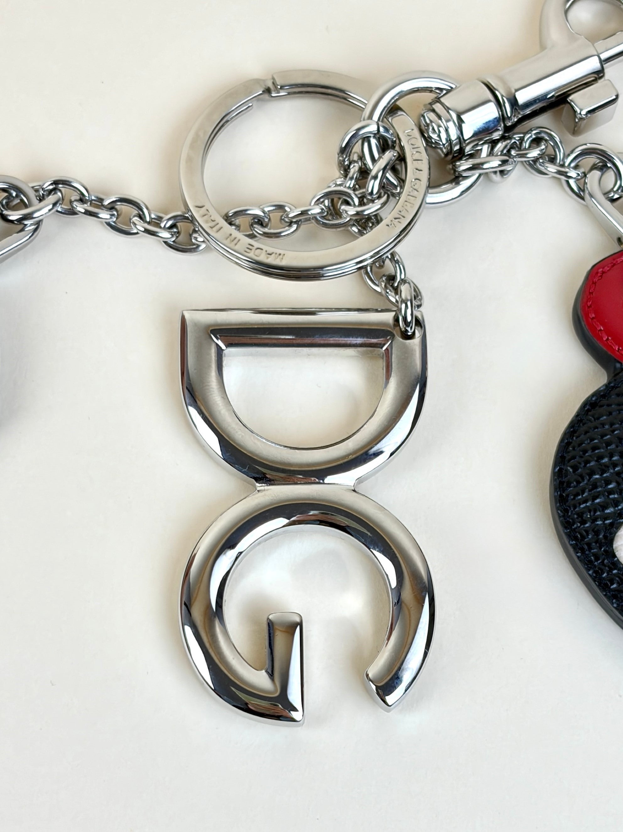 dolce Gabbana keychain leather Dominico Stefano and DG logo