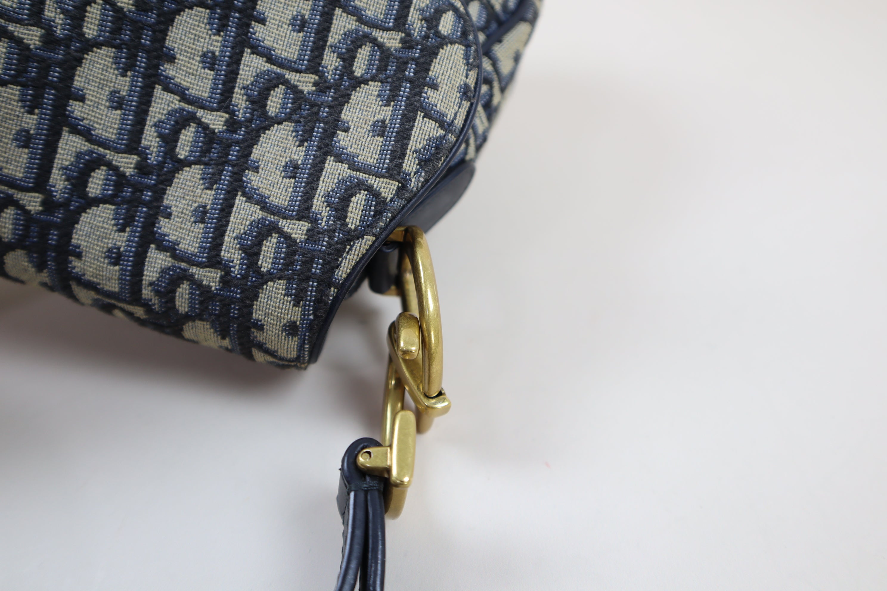 Christian Dior Blue Saddle Oblique Medium Shoulder Bag