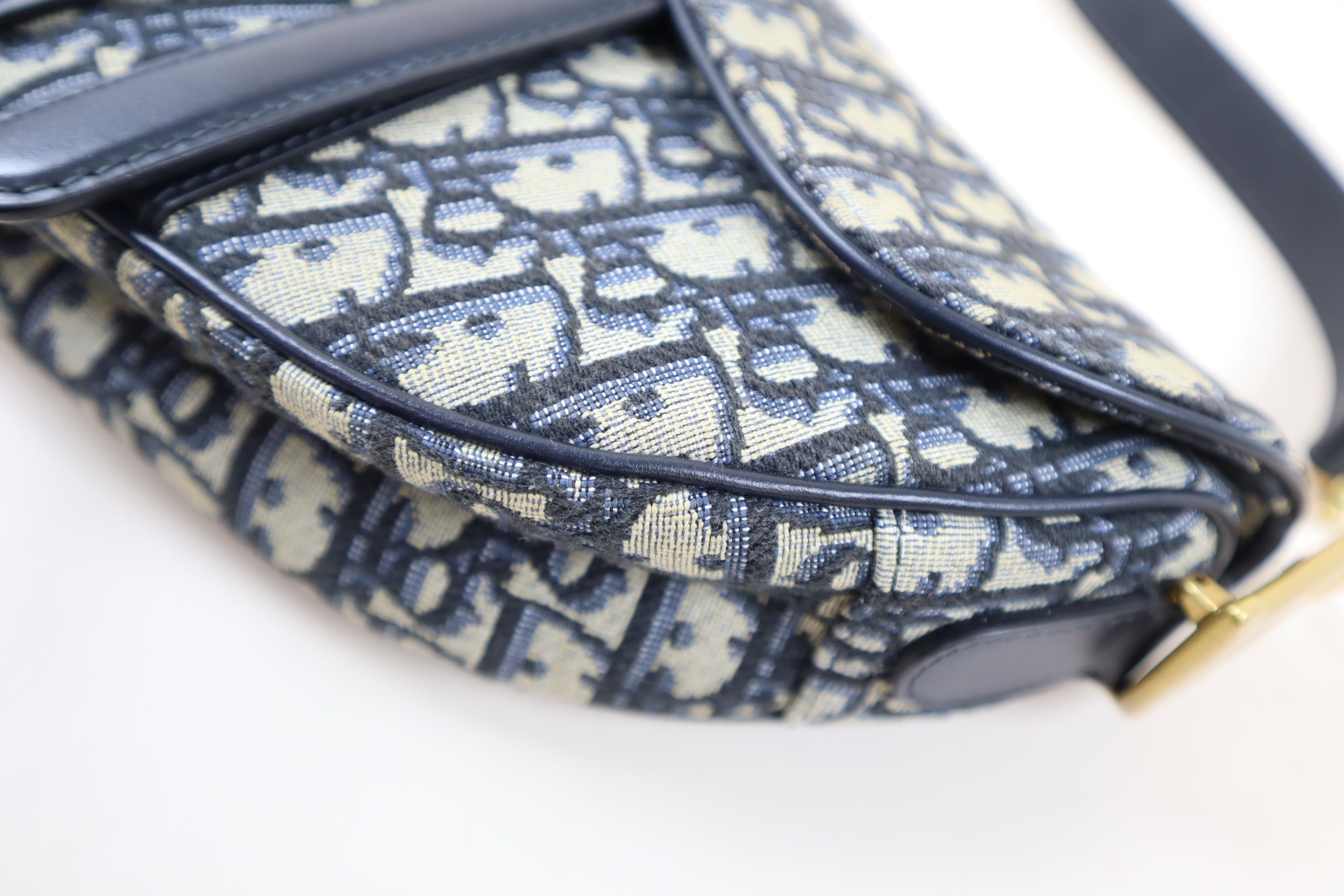Christian Dior Blue Saddle Oblique Medium Shoulder Bag