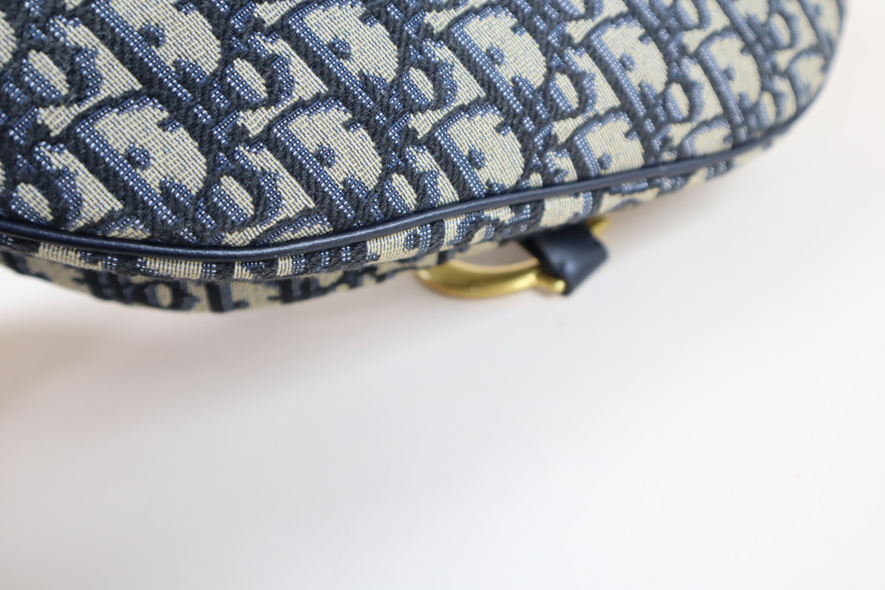 Christian Dior Blue Saddle Oblique Medium Shoulder Bag