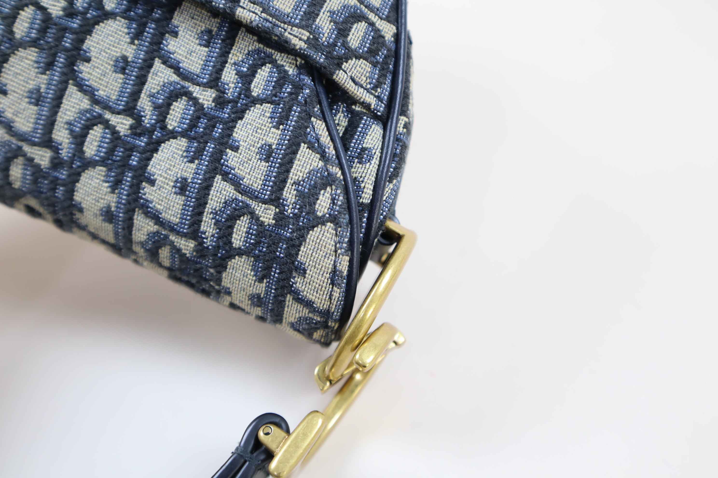 Christian Dior Blue Saddle Oblique Medium Shoulder Bag