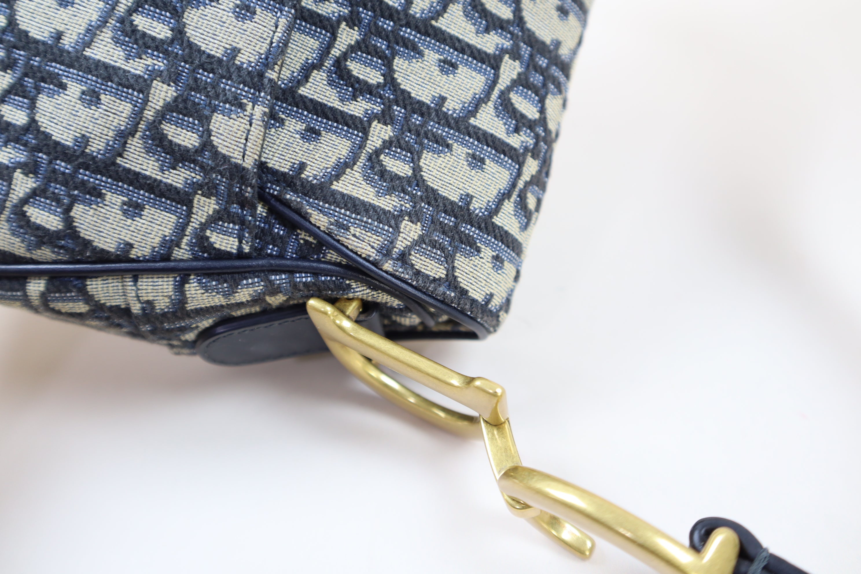 Christian Dior Blue Saddle Oblique Medium Shoulder Bag