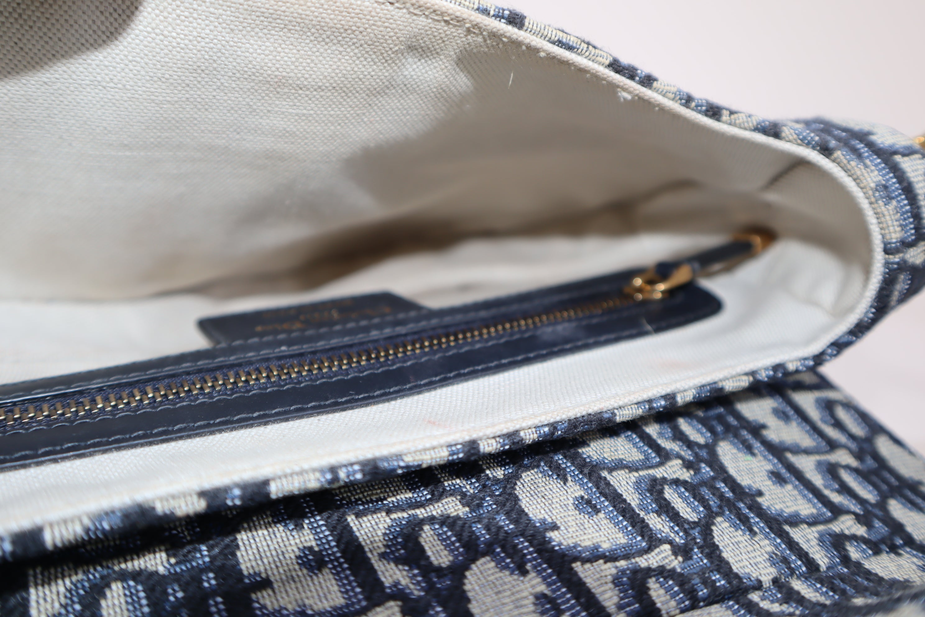 Christian Dior Blue Saddle Oblique Medium Shoulder Bag