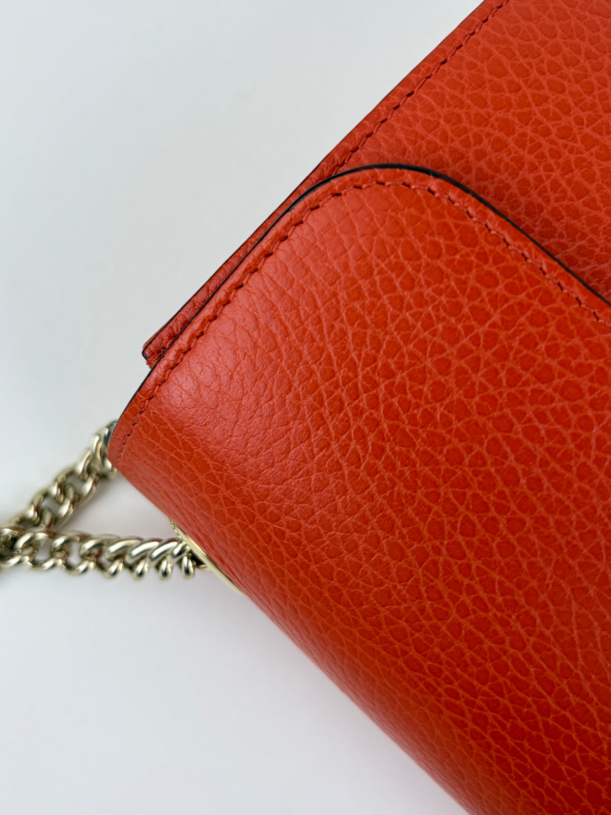 Gucci orange calfskin leather interlocking G shoulder bag