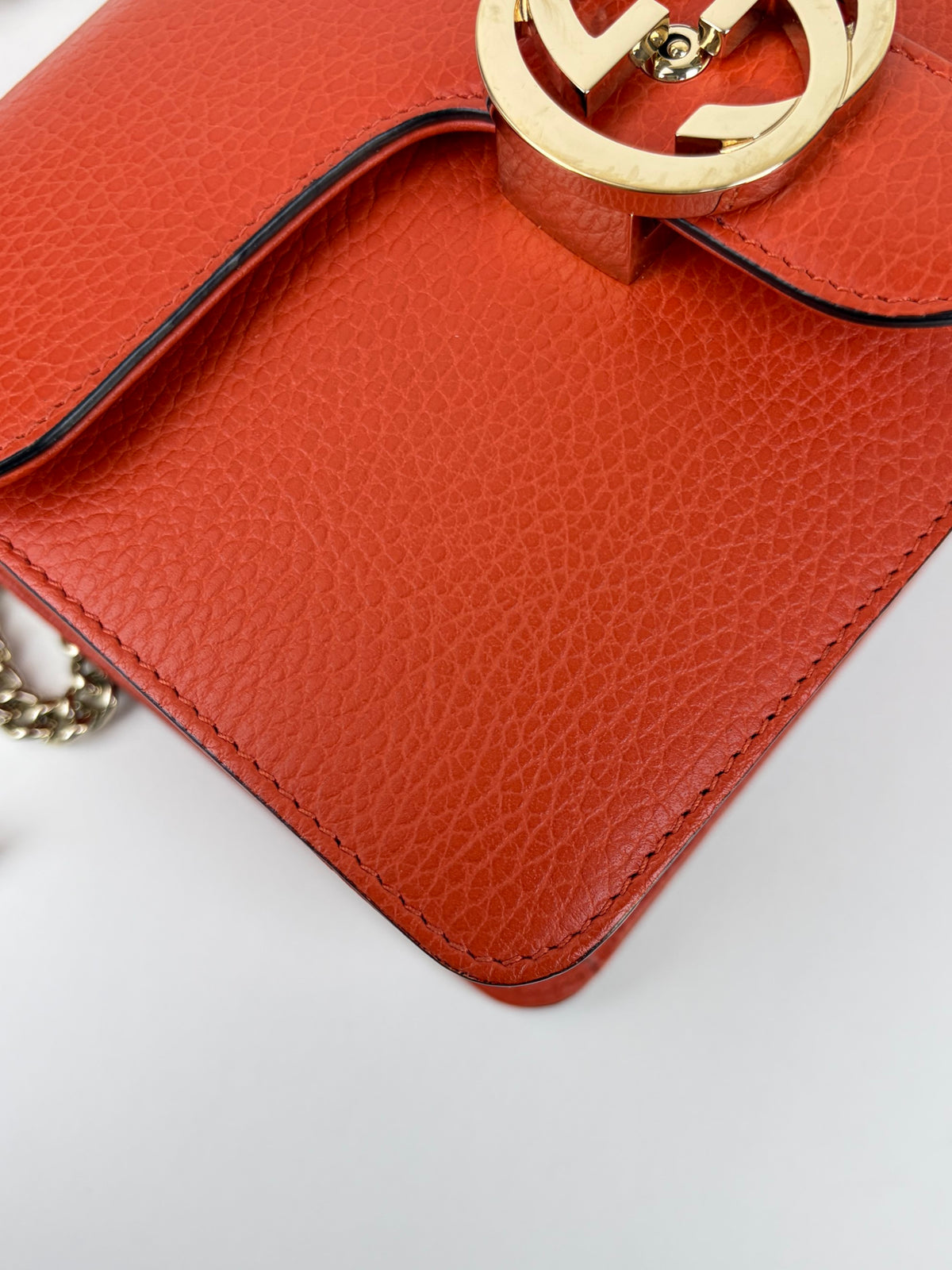 Gucci orange calfskin leather interlocking G shoulder bag