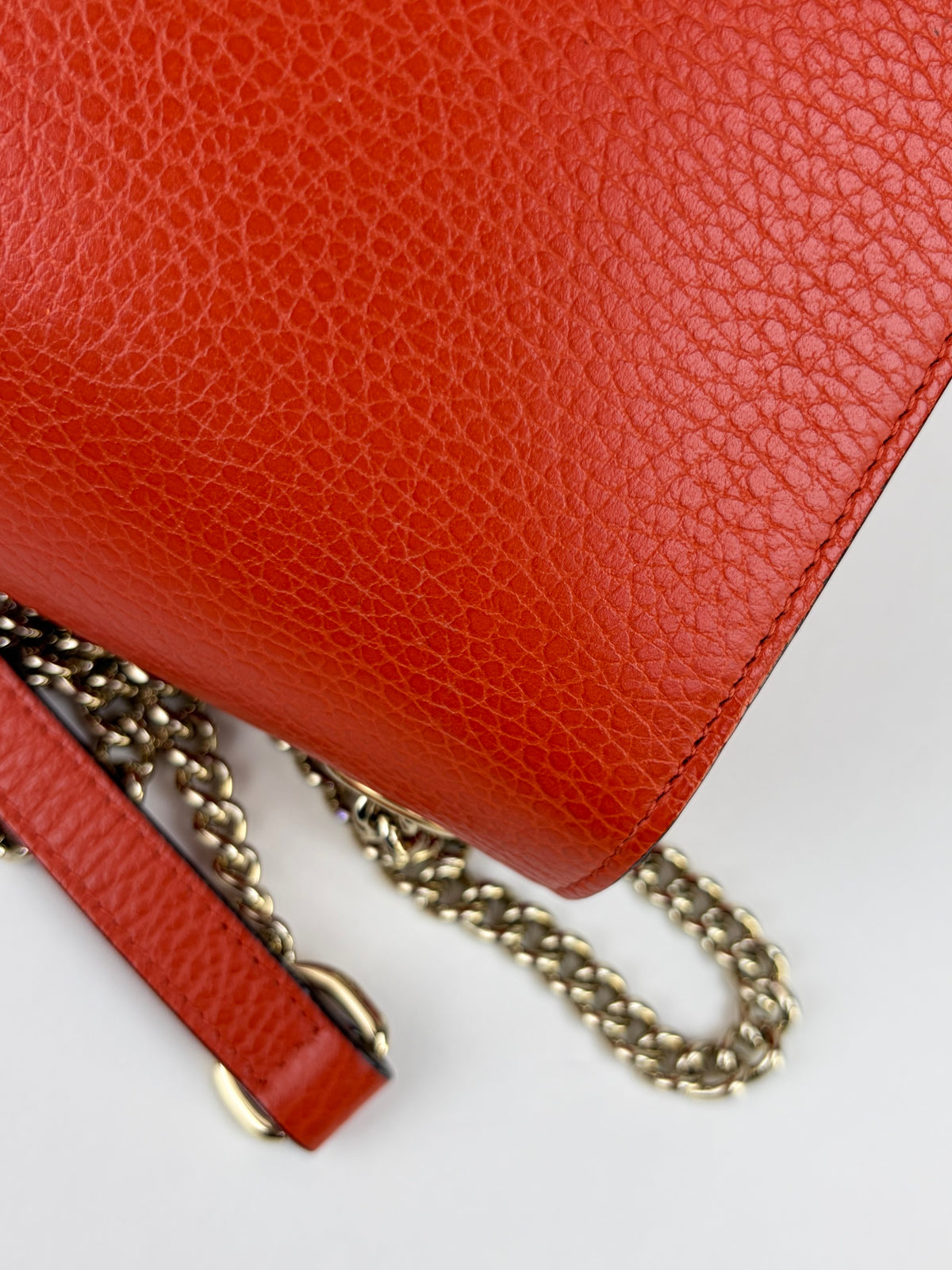 Gucci orange calfskin leather interlocking G shoulder bag