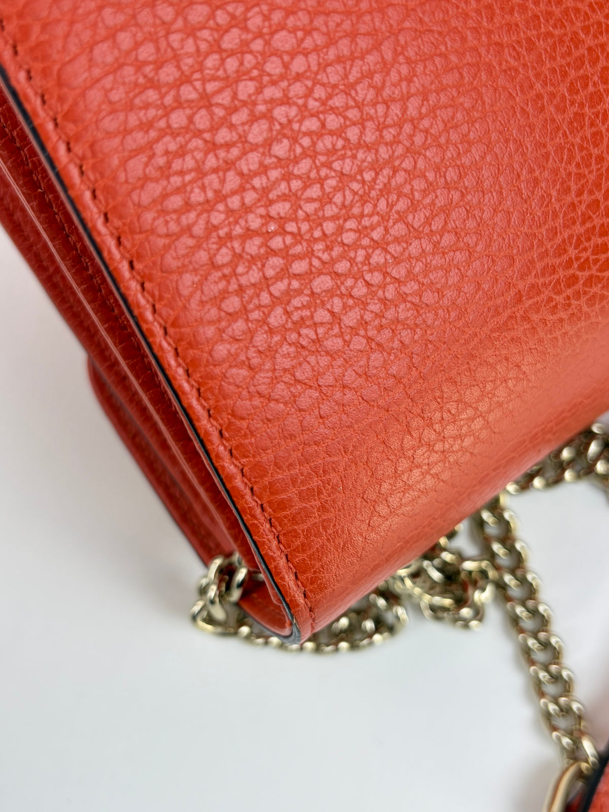 Gucci orange calfskin leather interlocking G shoulder bag