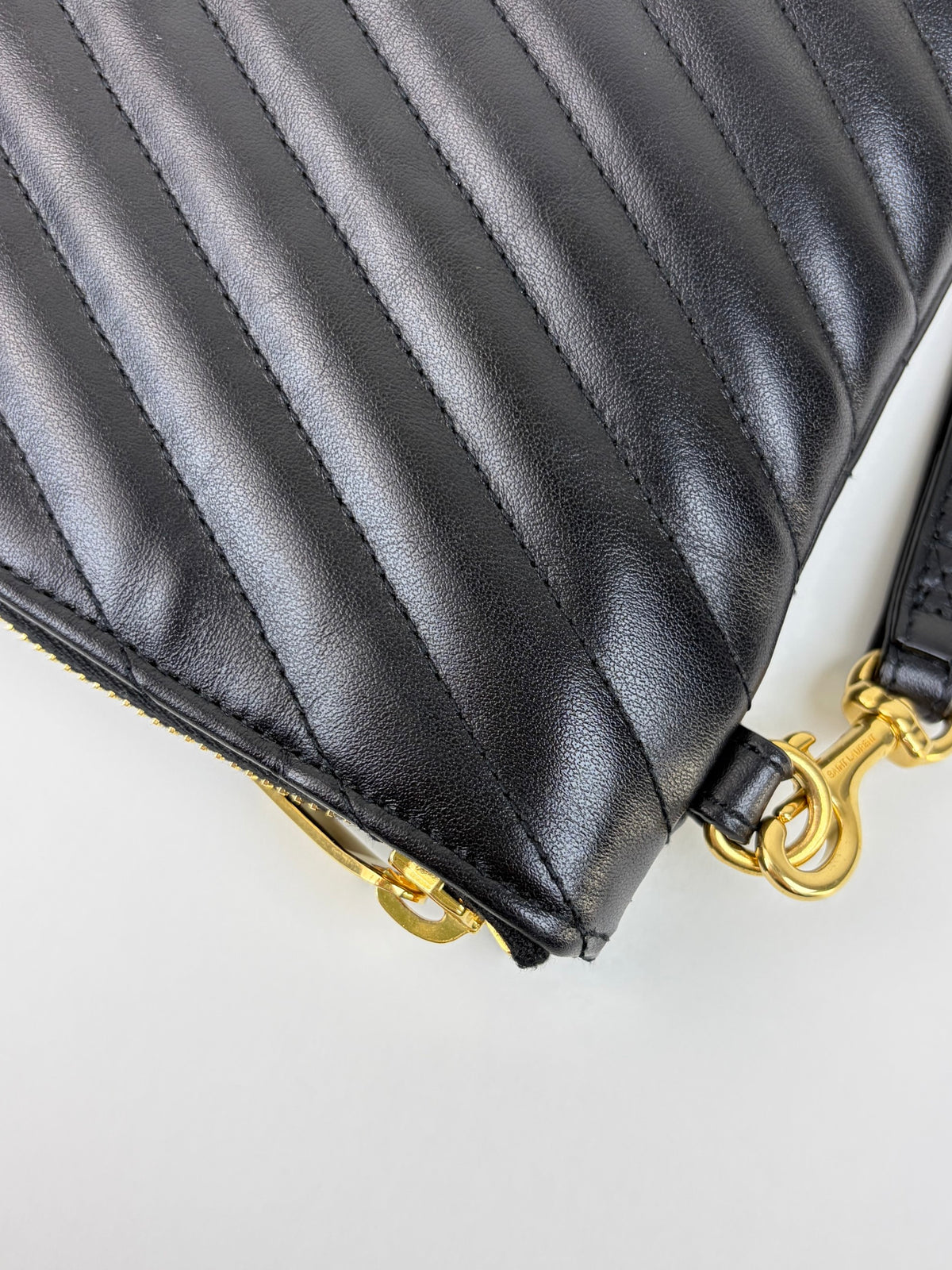 ysl black Cassandra matelassé document holder