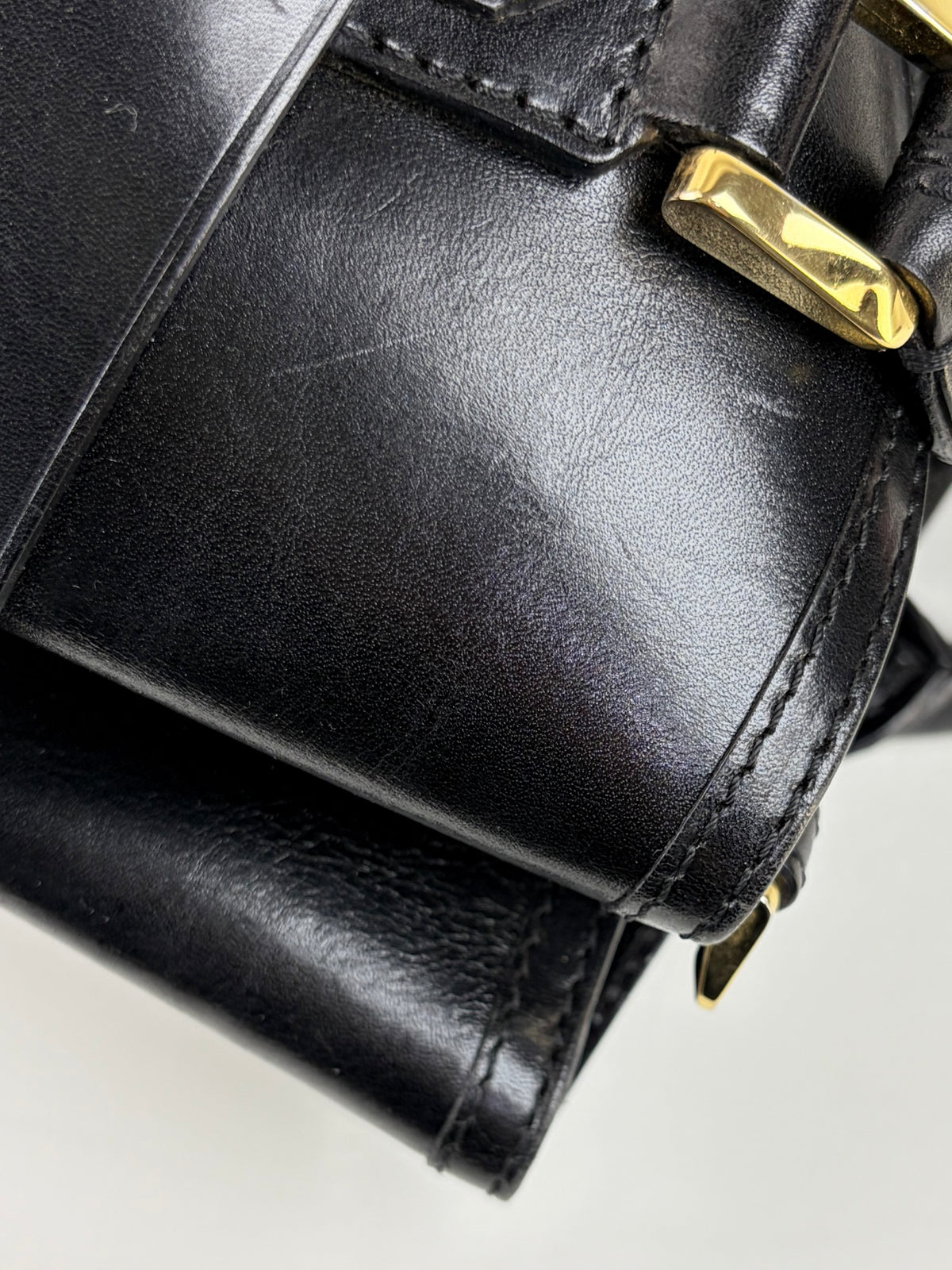 Burberry black soft leather landscape bridle large iynher tote bag