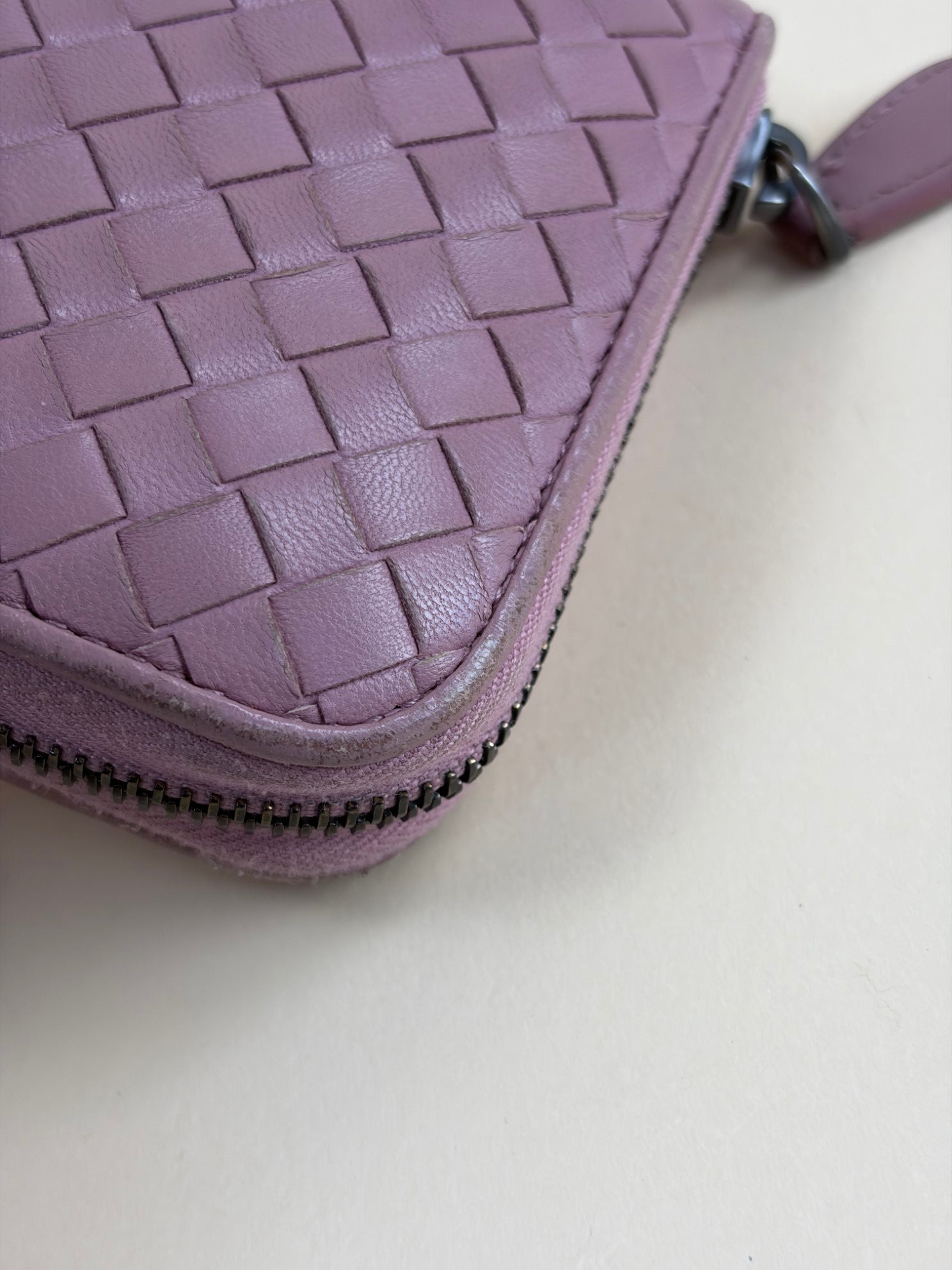 Bottega Veneta Rose Intrecciato Nappa leather Zip Around Wallet
