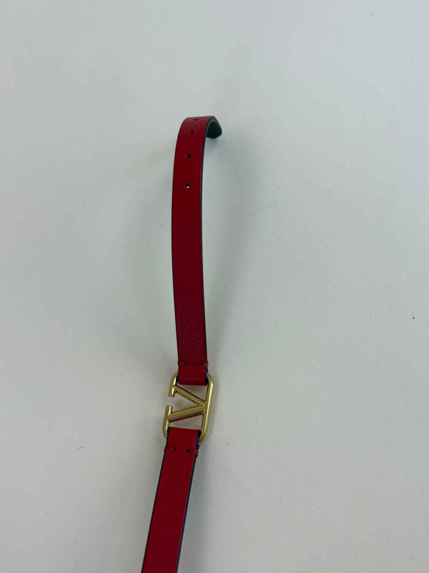 Valentino Red V Logo Signature Double Strap Bracelet