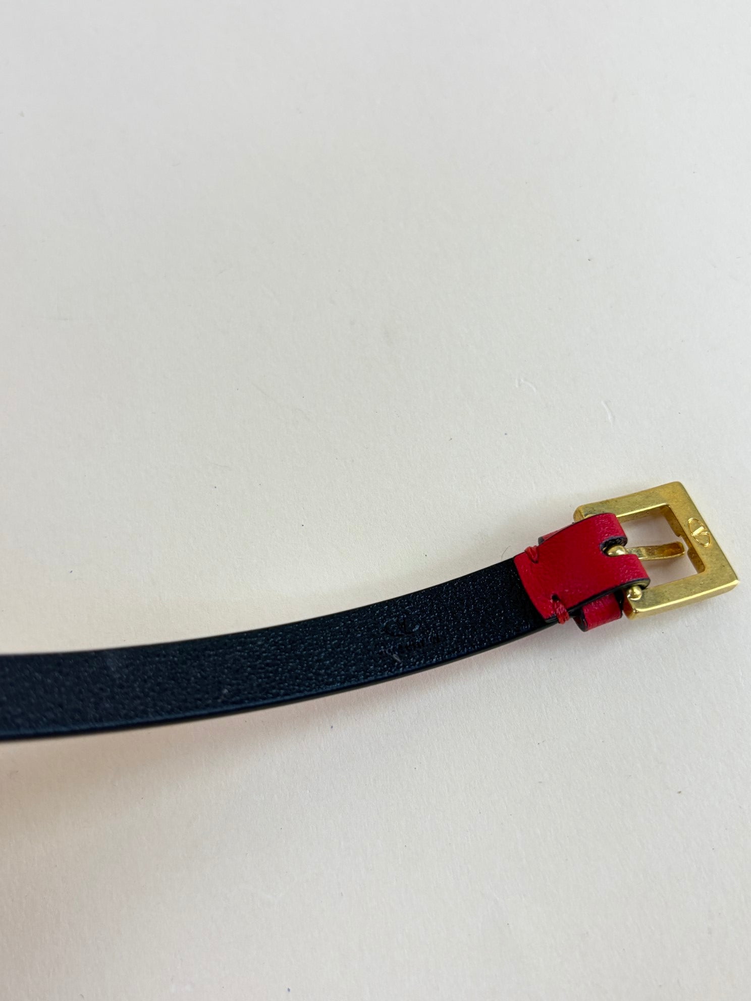 Valentino Red V Logo Signature Double Strap Bracelet