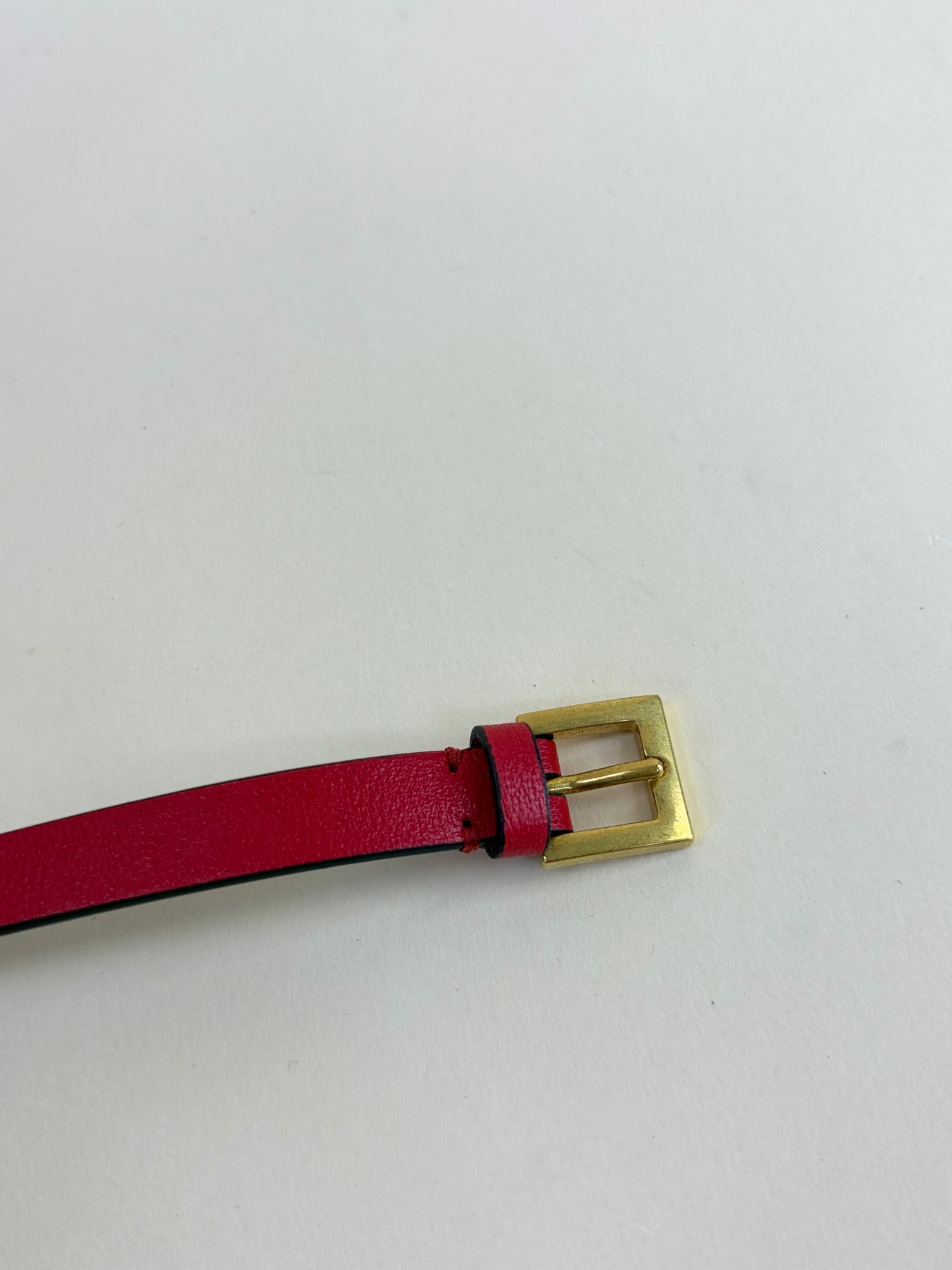 Valentino Red V Logo Signature Double Strap Bracelet