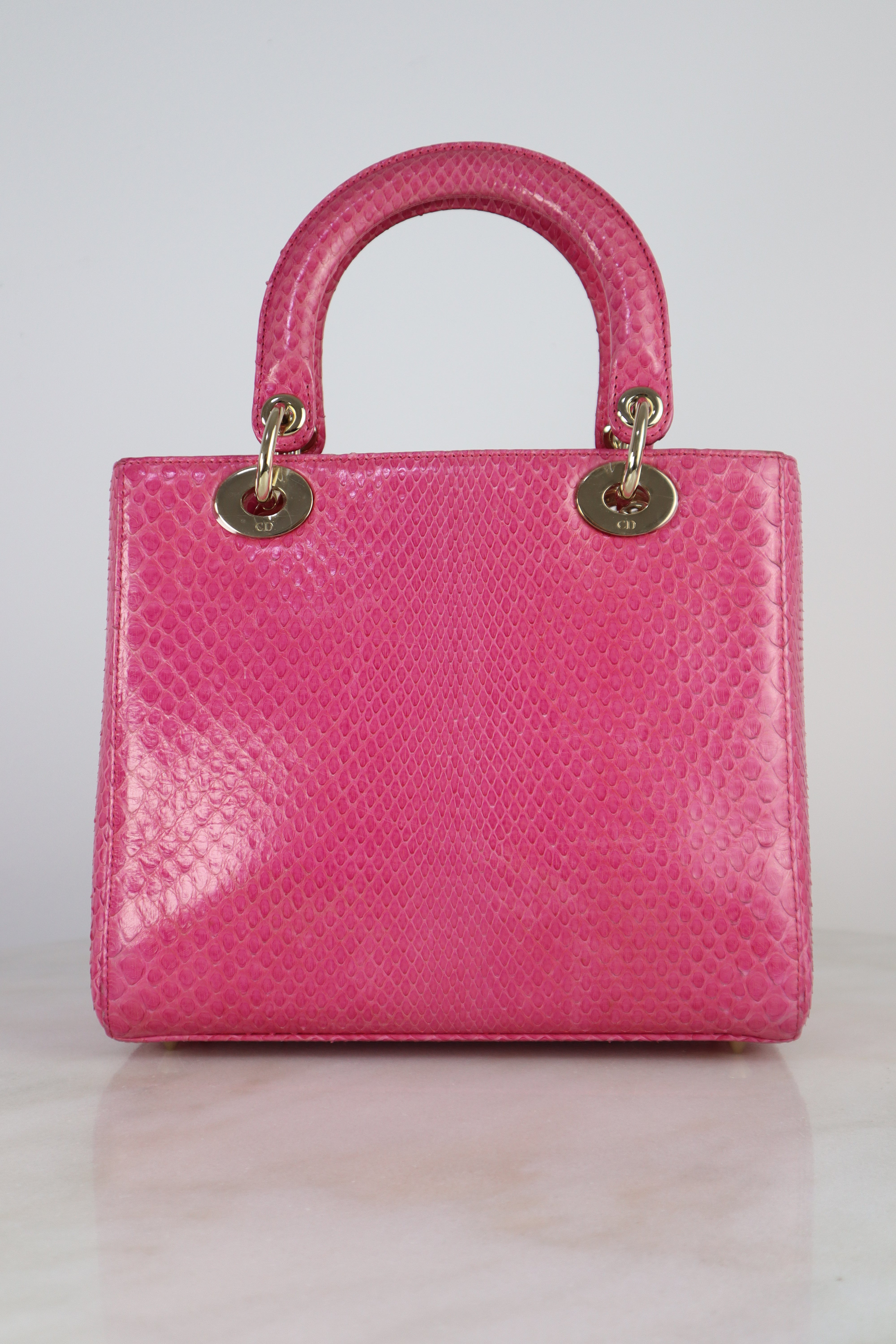 Christian Dior Pink Python Lady Dior Medium Bag