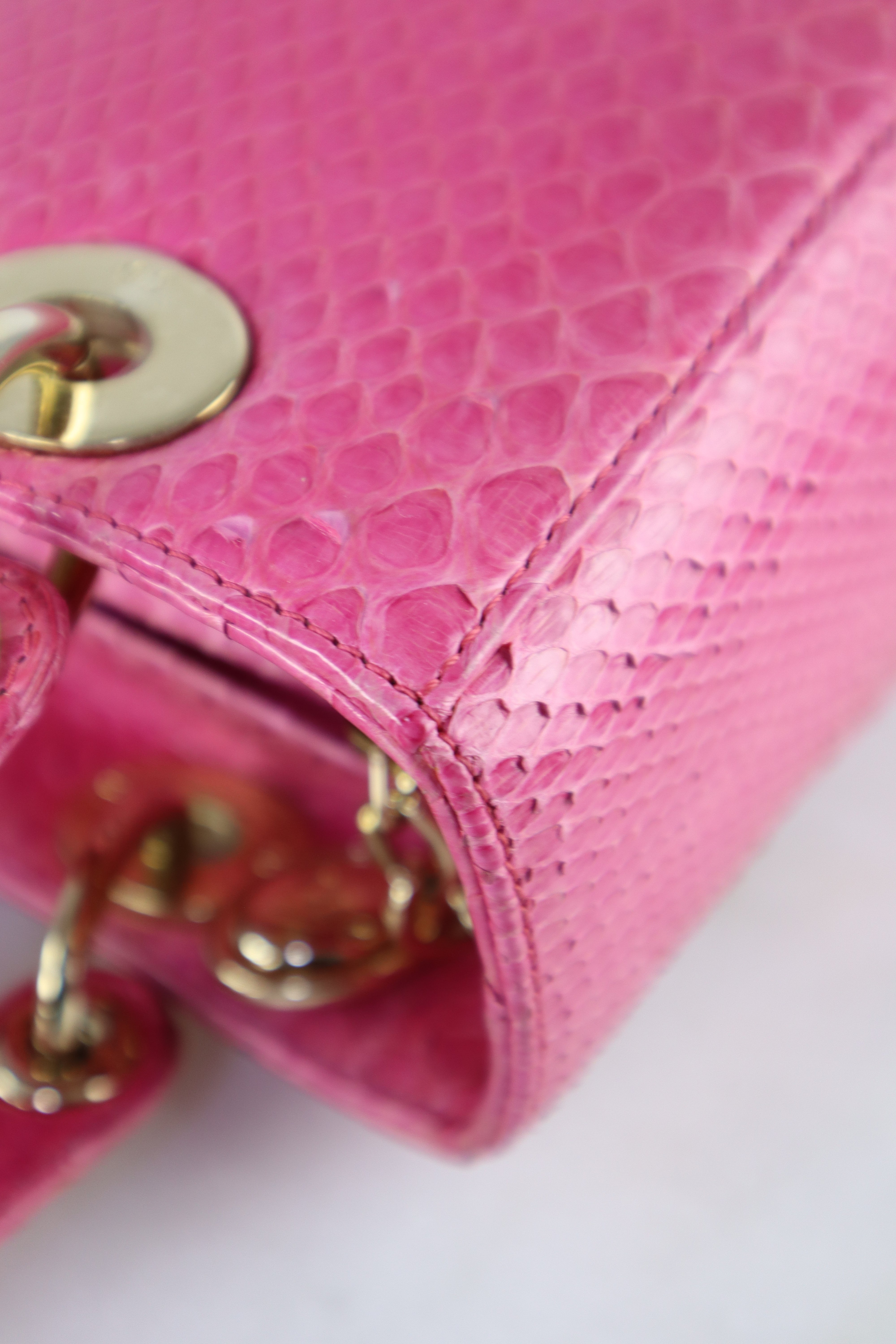 Christian Dior Pink Python Lady Dior Medium Bag