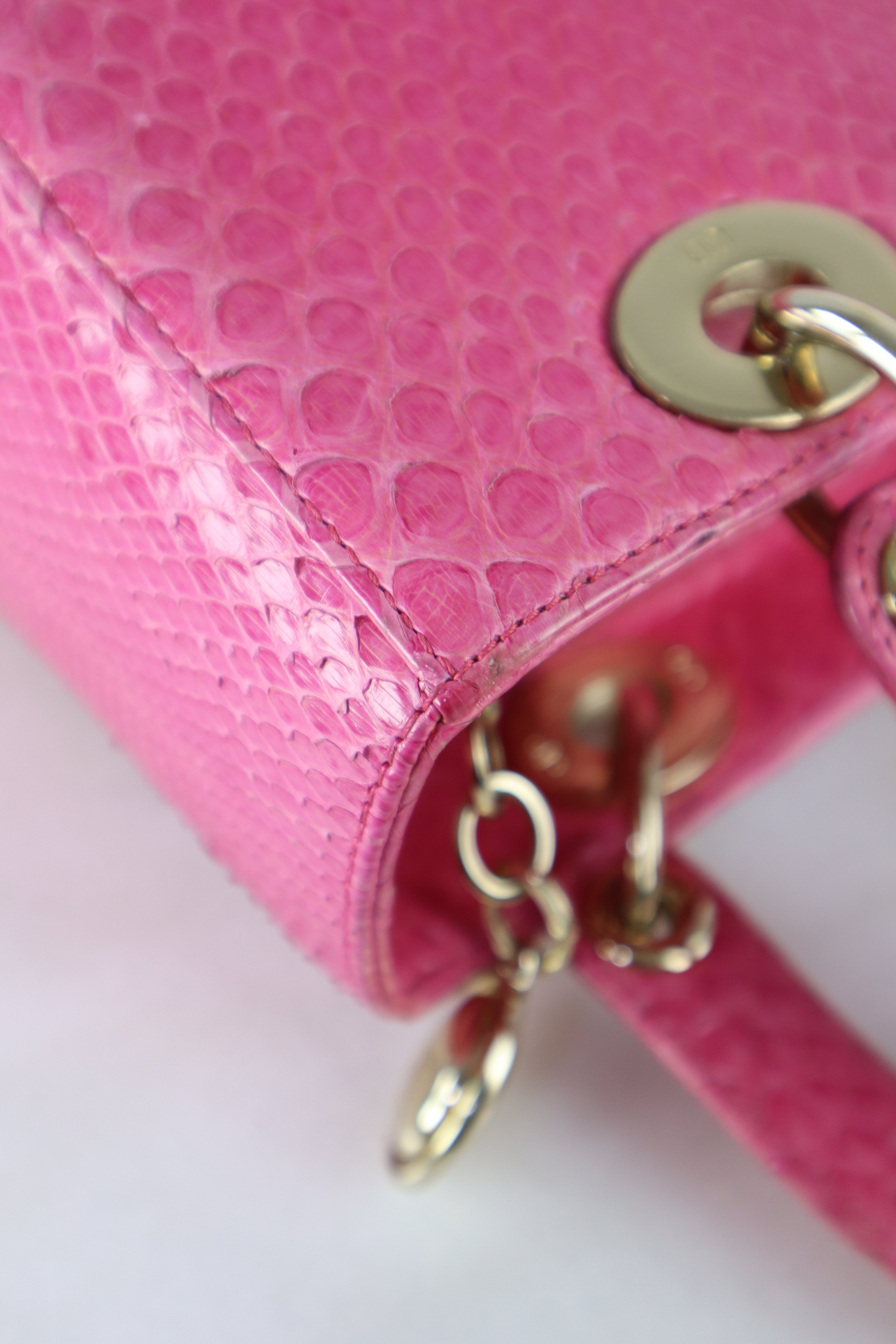 Christian Dior Pink Python Lady Dior Medium Bag