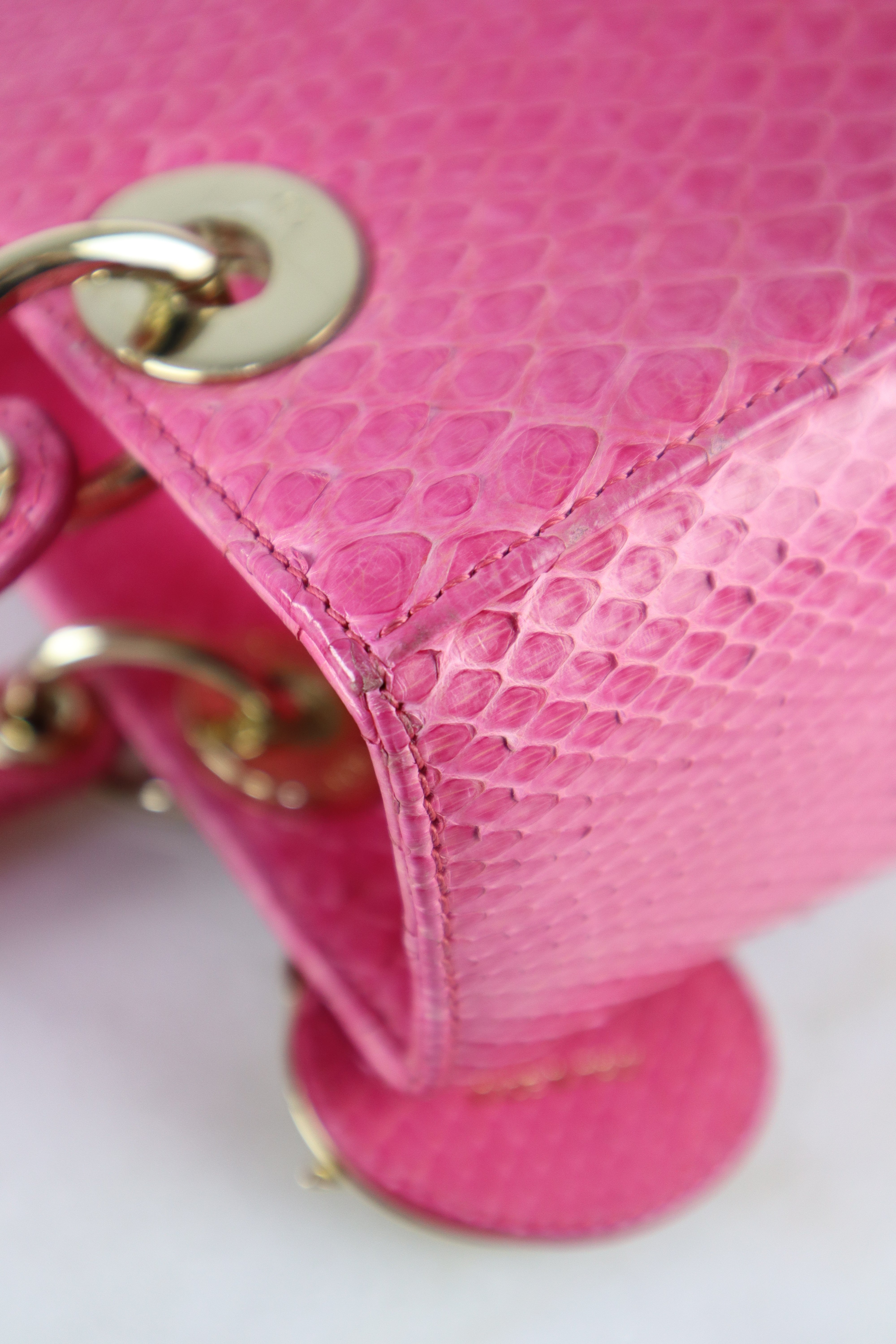 Christian Dior Pink Python Lady Dior Medium Bag