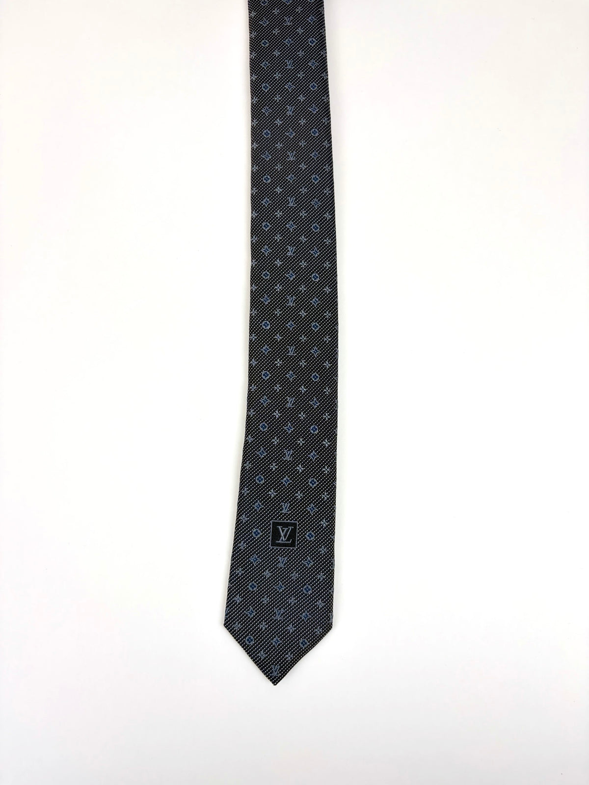 Louis Vuitton dark grey monogram classic tie