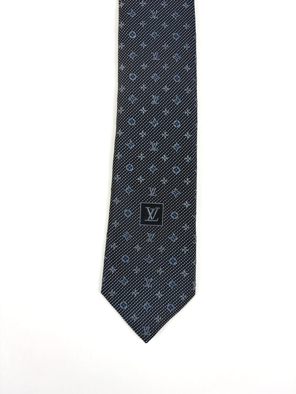 Louis Vuitton dark grey monogram classic tie