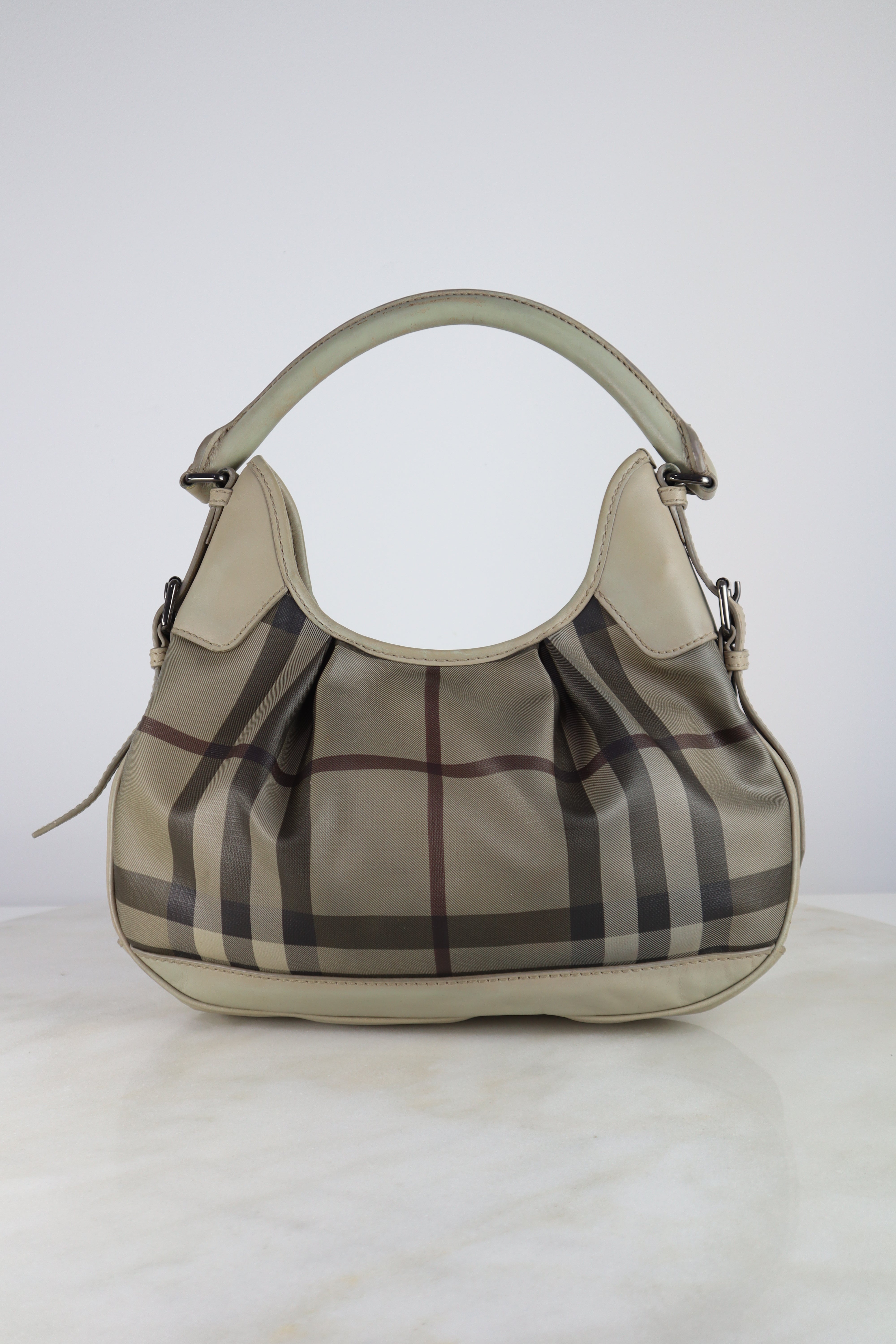 Burberry Grey Smoked Check Top Handle Bag