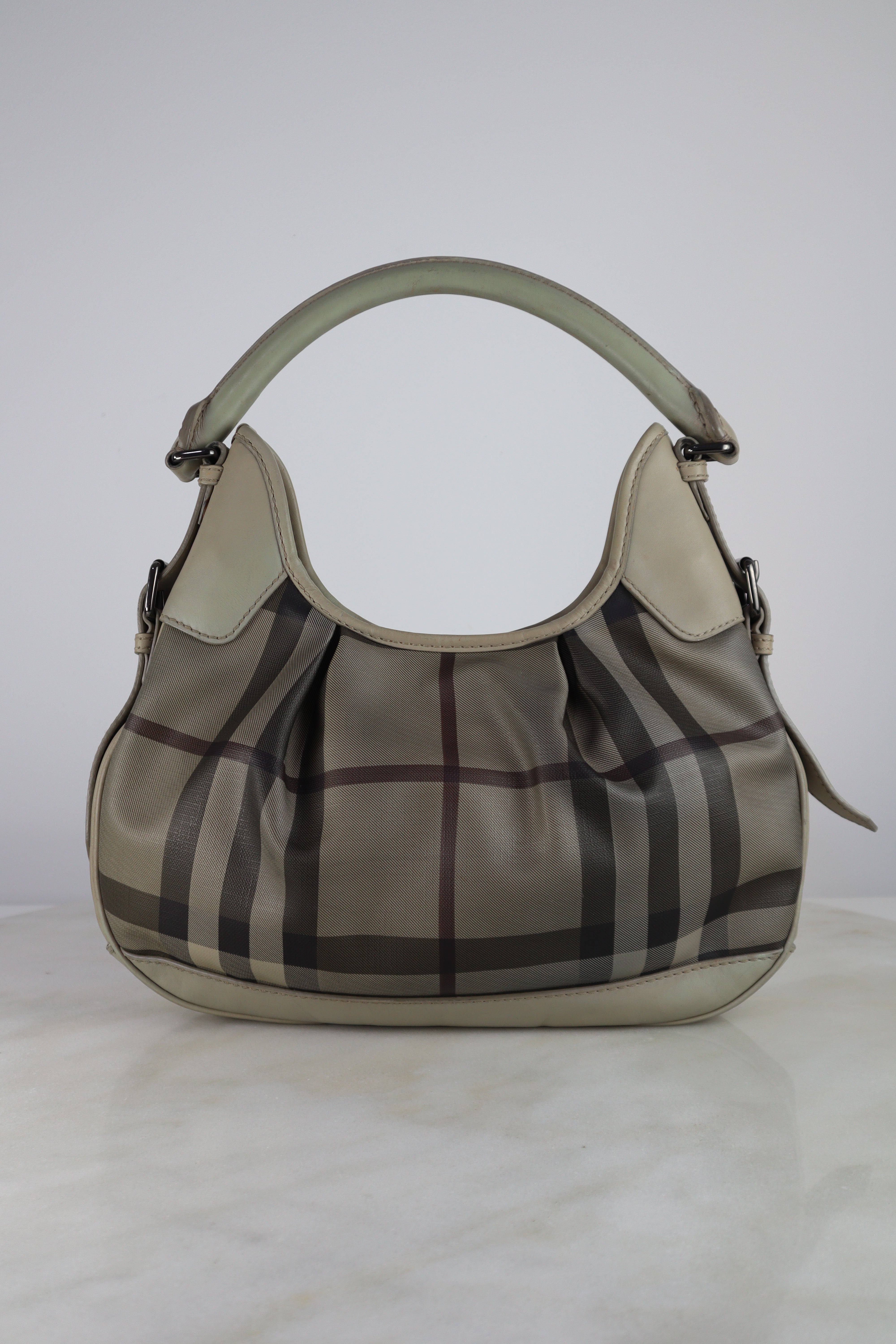 Burberry Grey Smoked Check Top Handle Bag