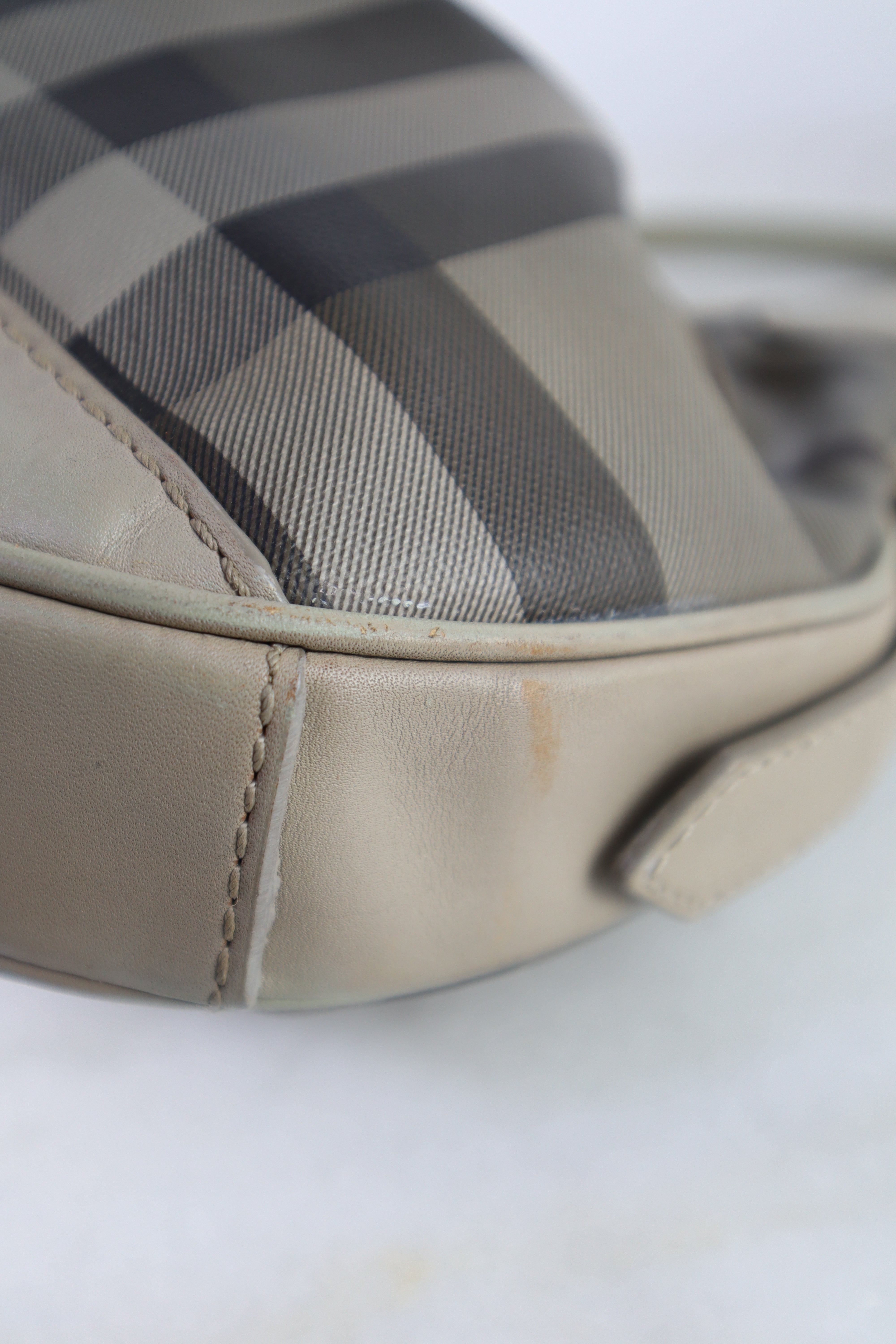 Burberry Grey Smoked Check Top Handle Bag