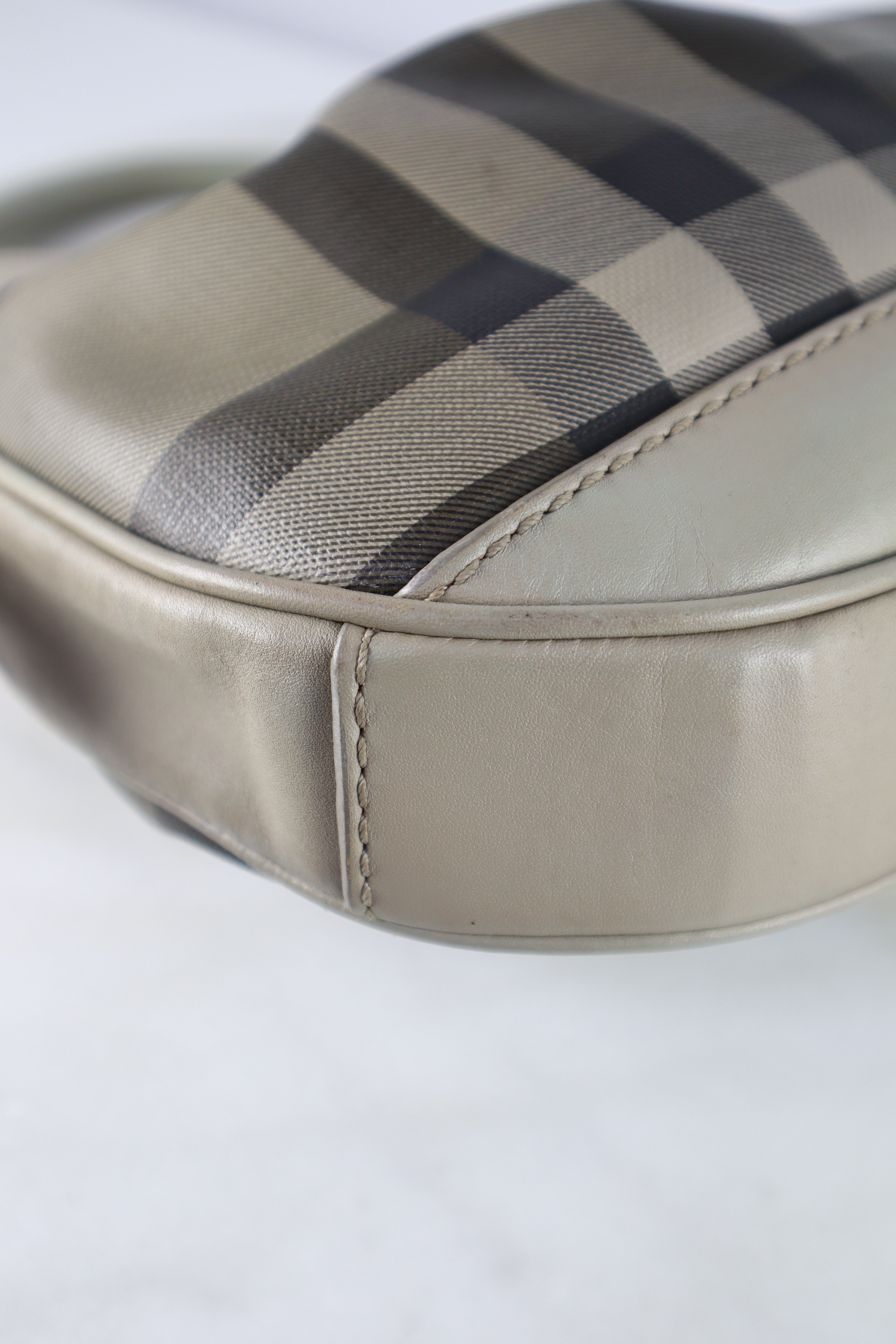 Burberry Grey Smoked Check Top Handle Bag