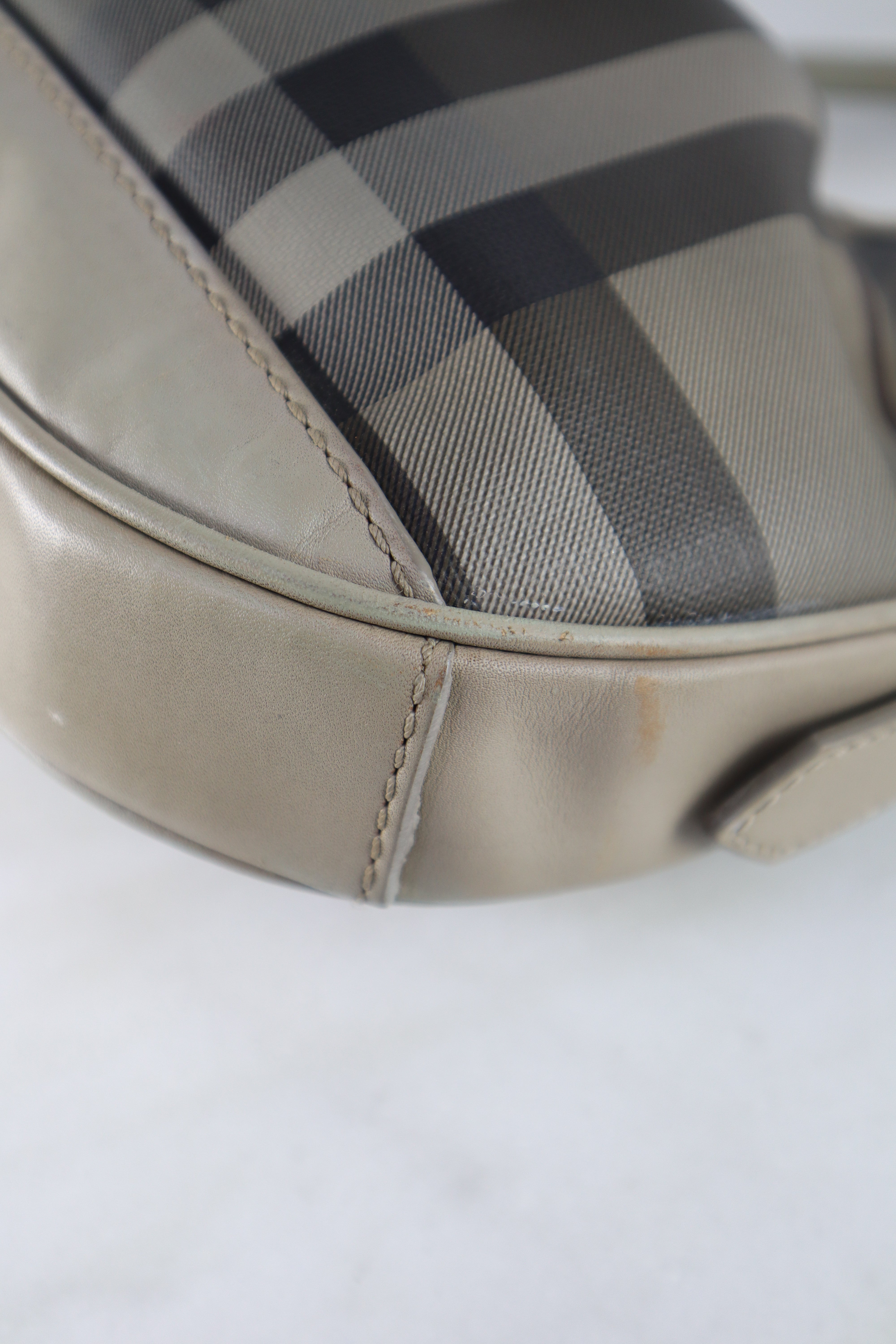 Burberry Grey Smoked Check Top Handle Bag