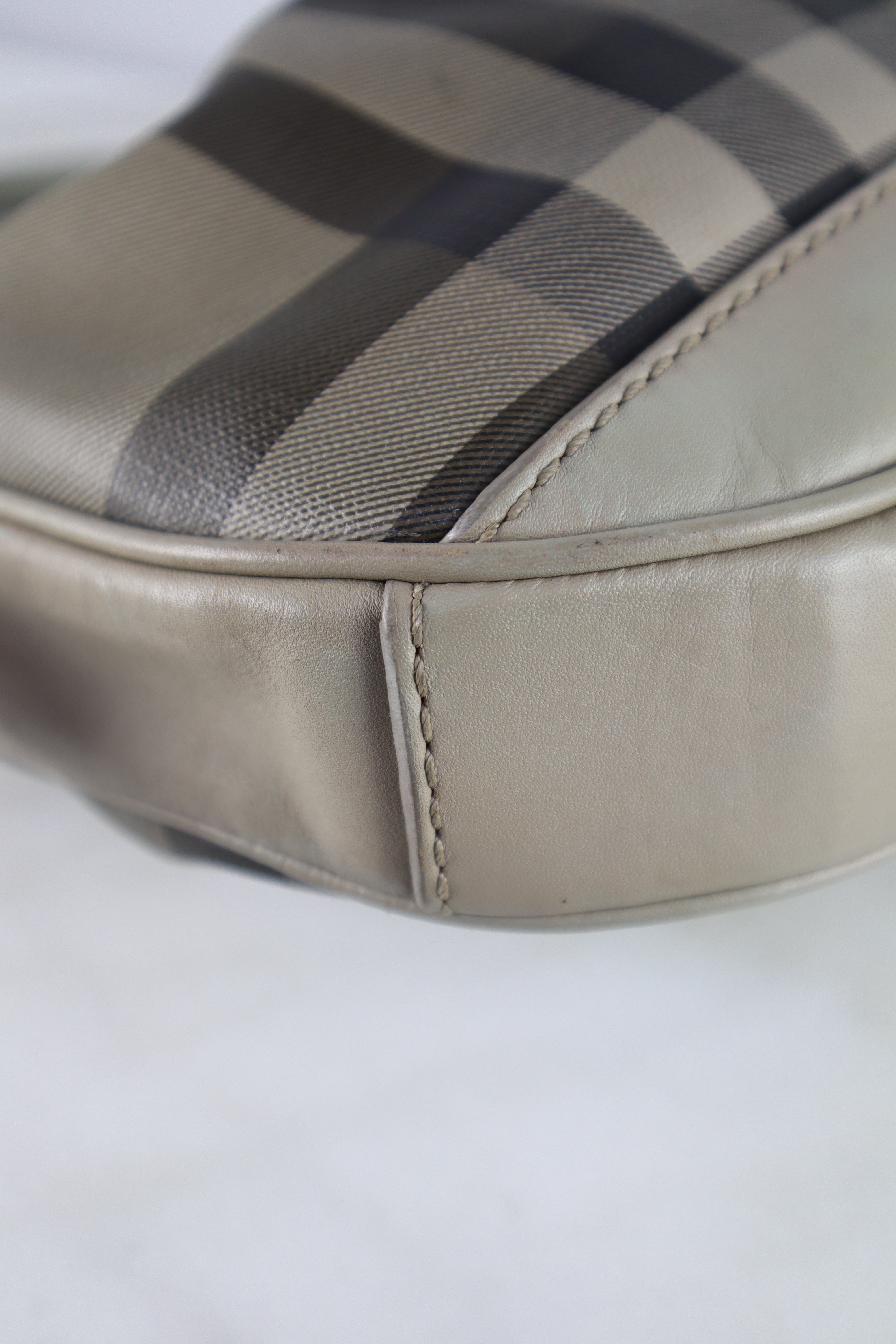 Burberry Grey Smoked Check Top Handle Bag