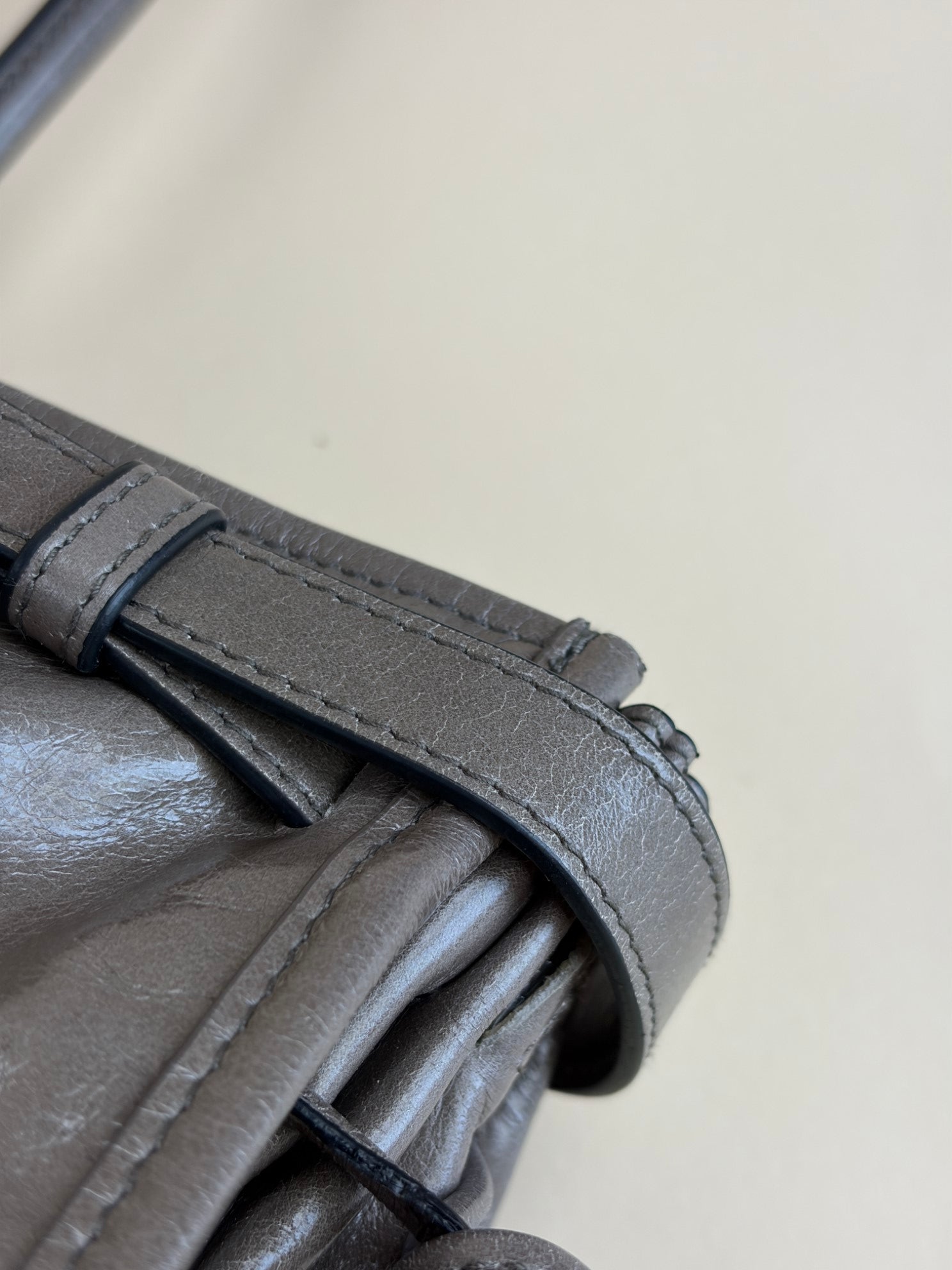 Prada Grey Glossy Bonnie Extra Large Hand Bag with Strap