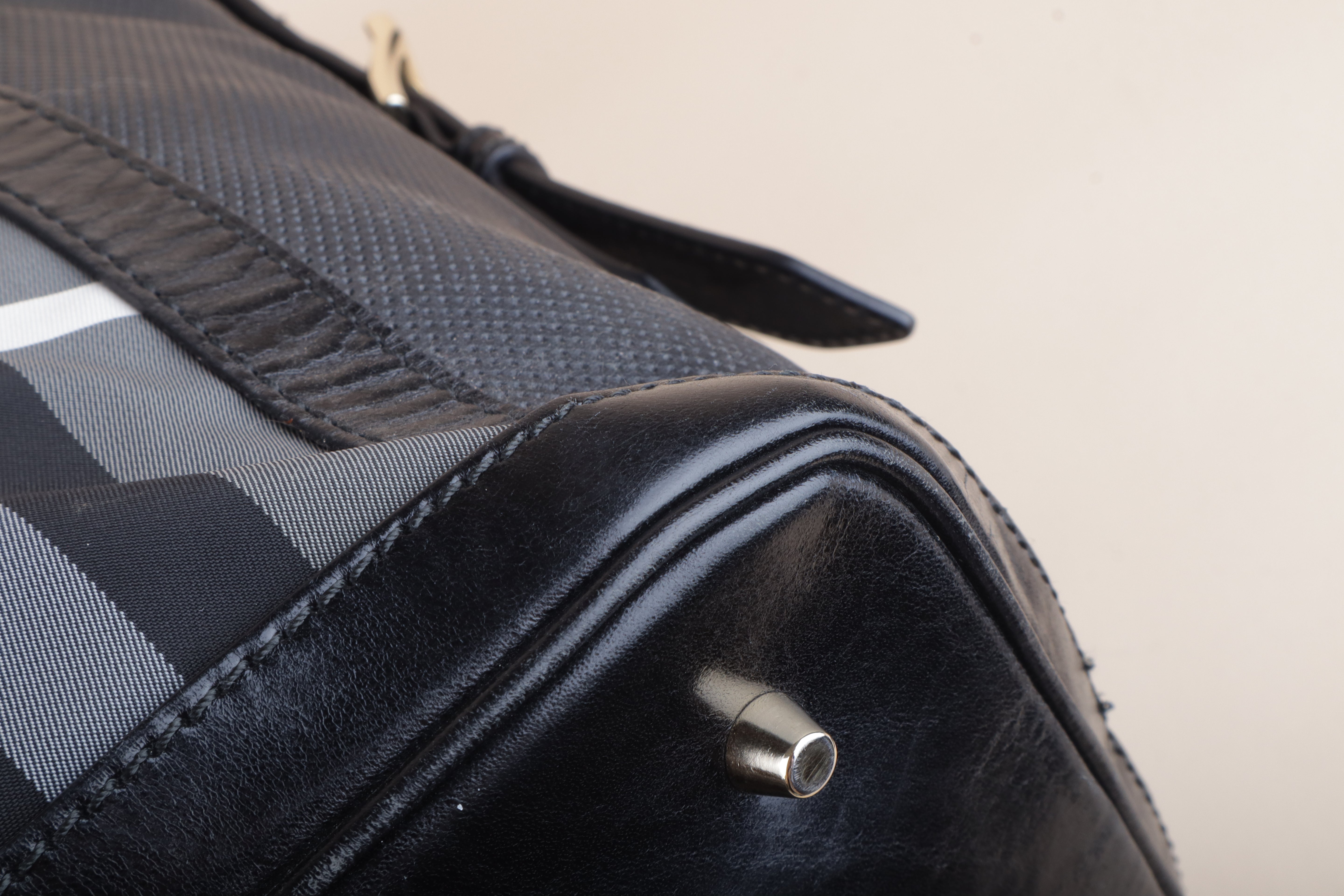 Burberry Black Ellers Satchel Beat Check Tote Bag