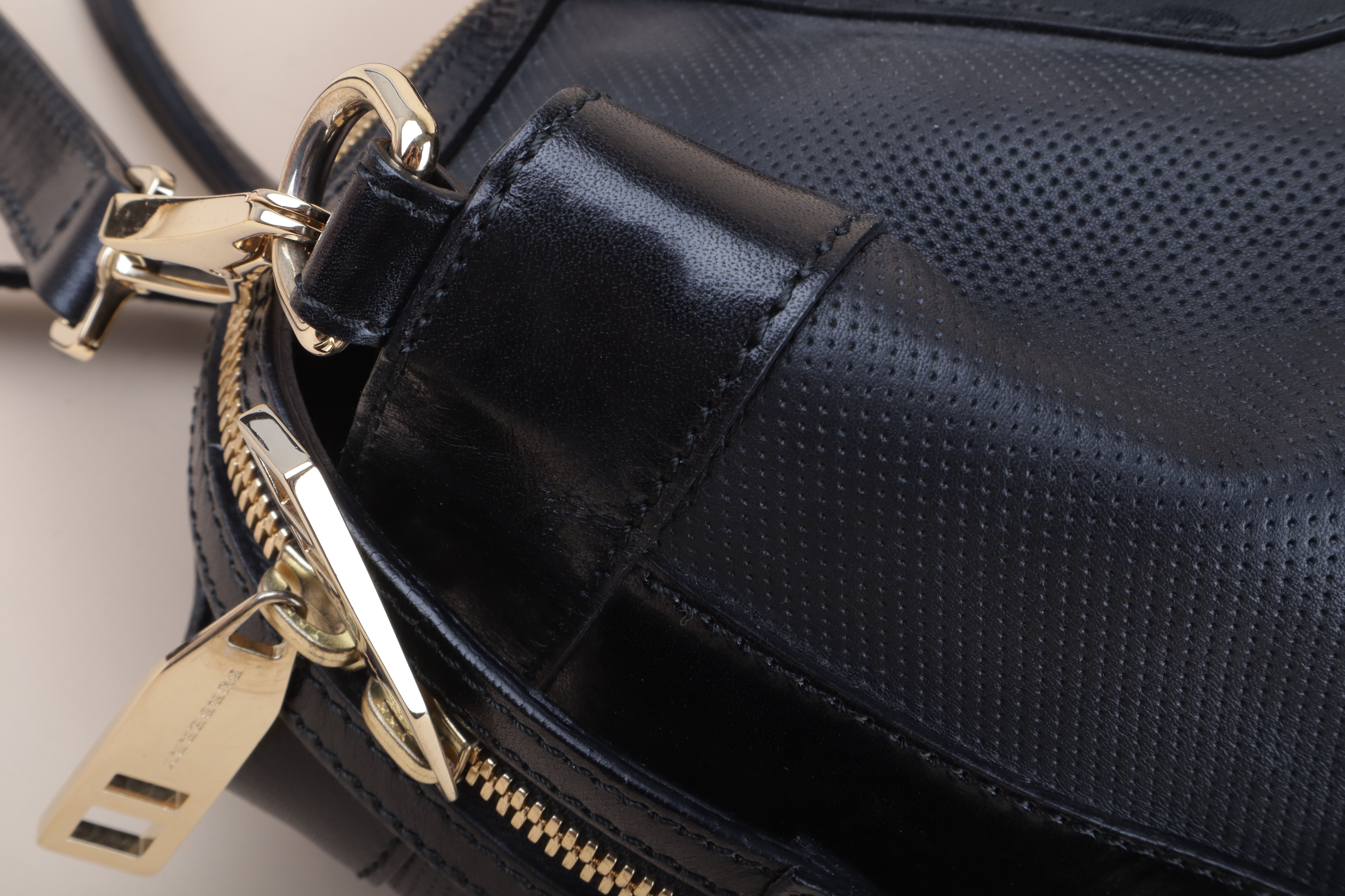 Burberry Black Ellers Satchel Beat Check Tote Bag
