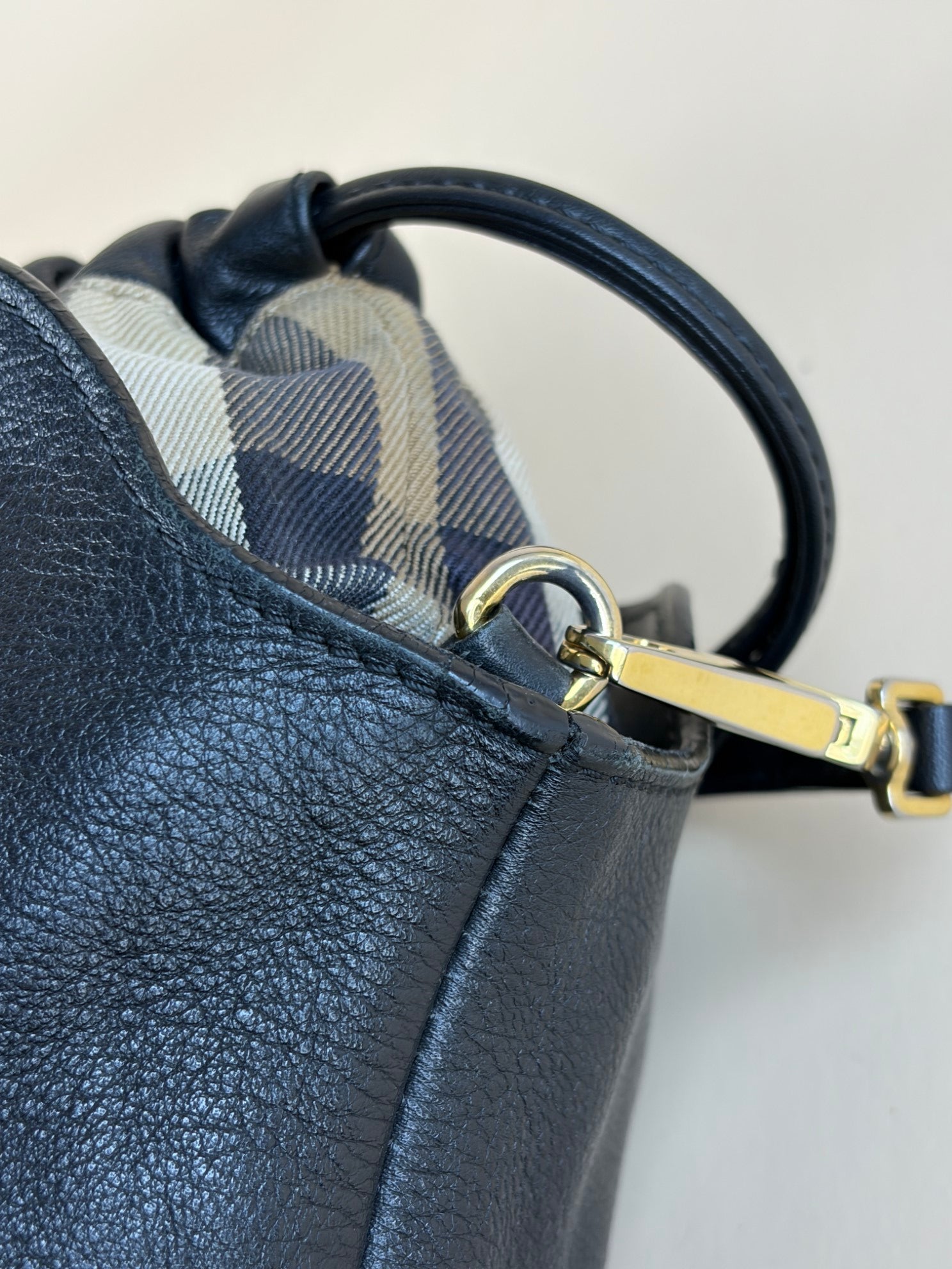 Burberry Black Little Crush Leather House Check Crossbody Bag