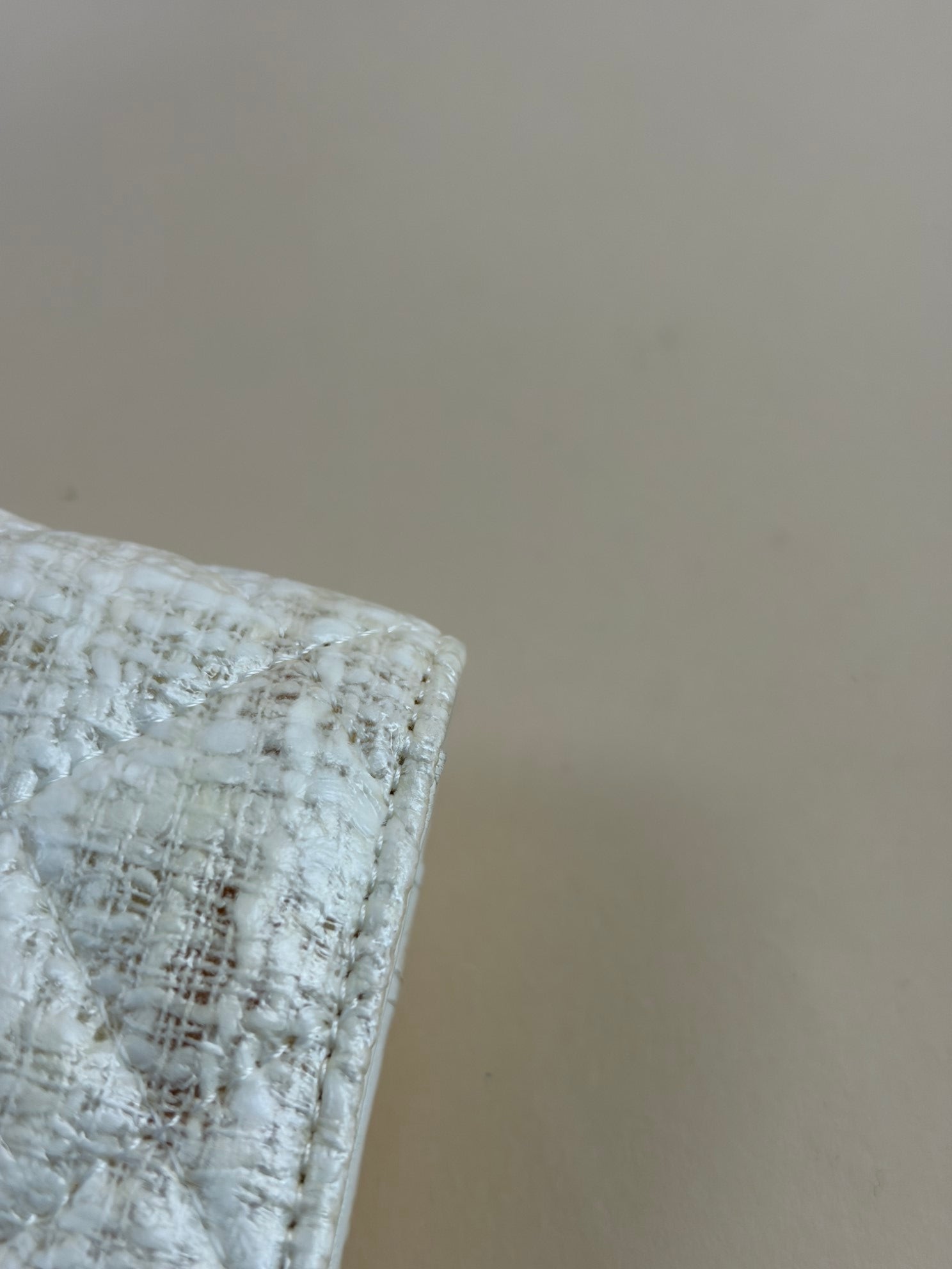 Chanel Ivory White Matelasse New Coco Button Bifold Coated Tweed Wallet