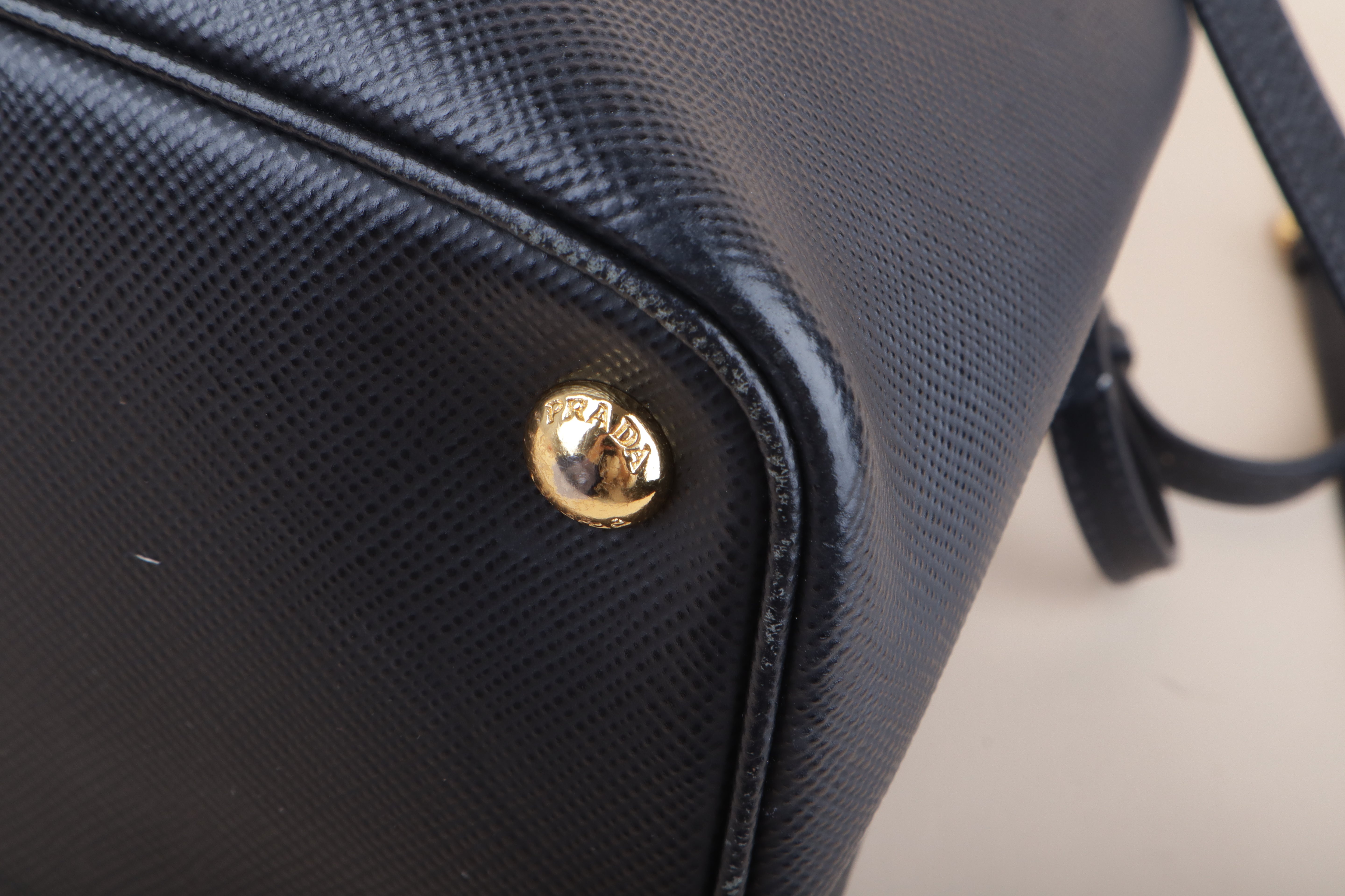 PRADA medium double black tote bag