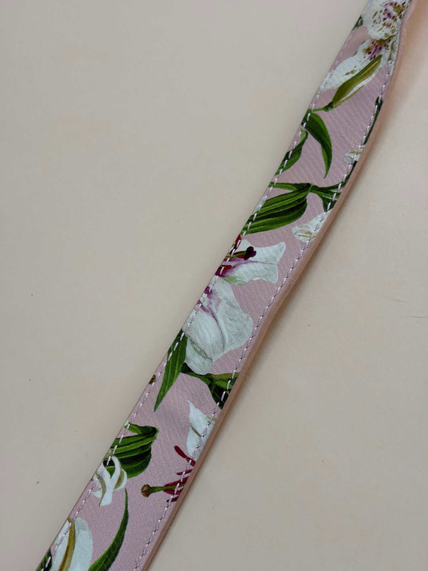 Dolce & Gabbana Pink Lily Print Flower Logo D&G Belt