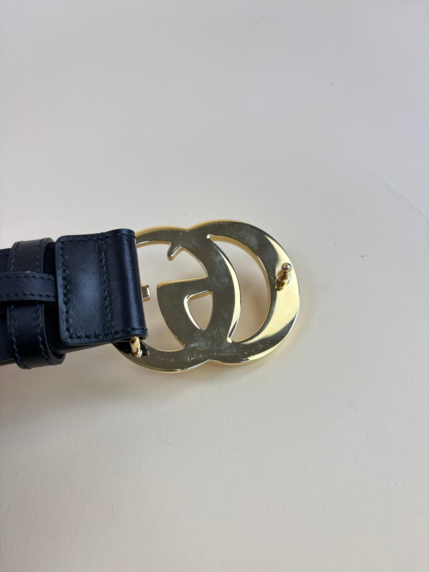 Gucci Black Double G shiny buckle wide belt