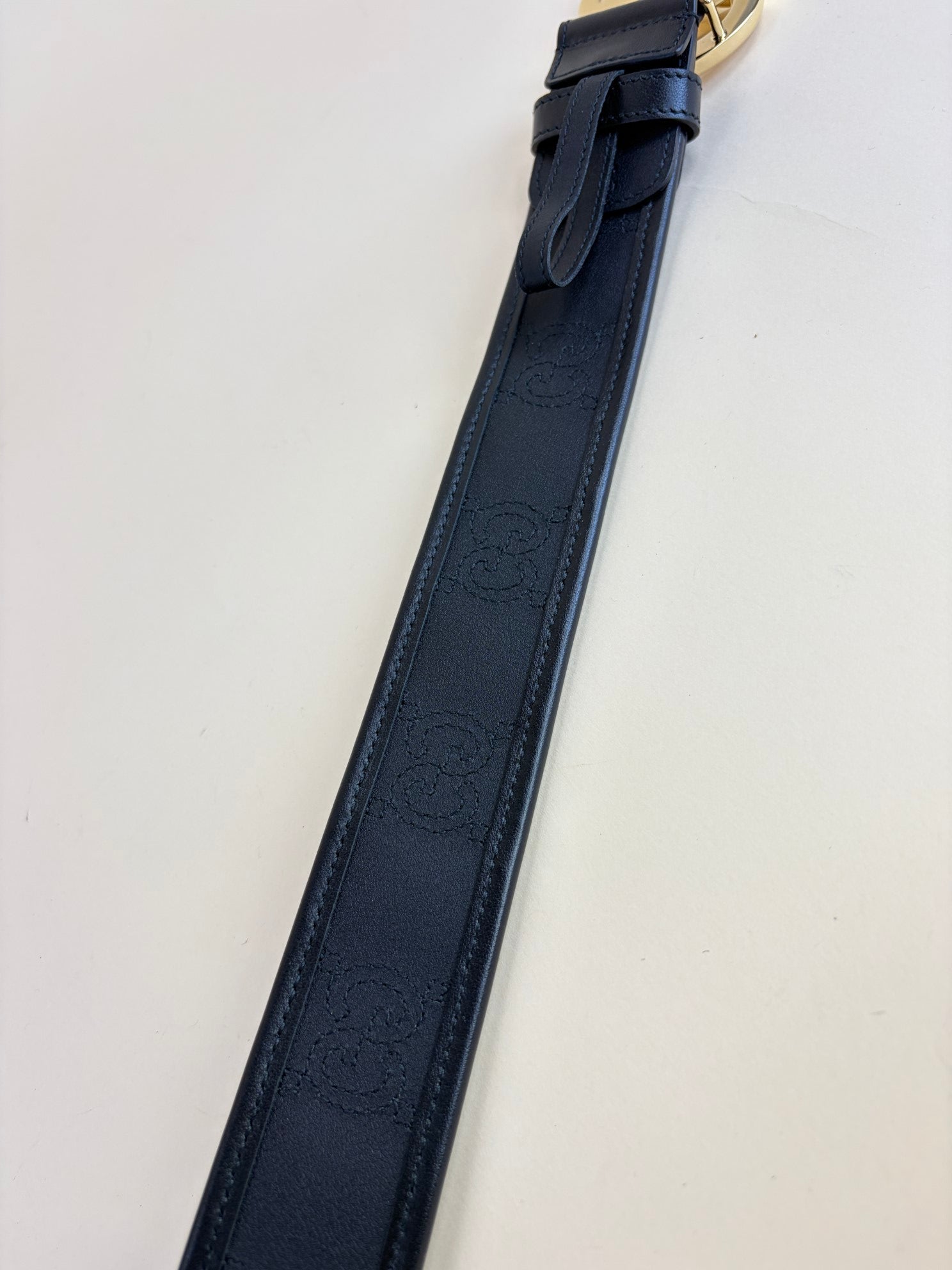 Gucci Black Double G shiny buckle wide belt