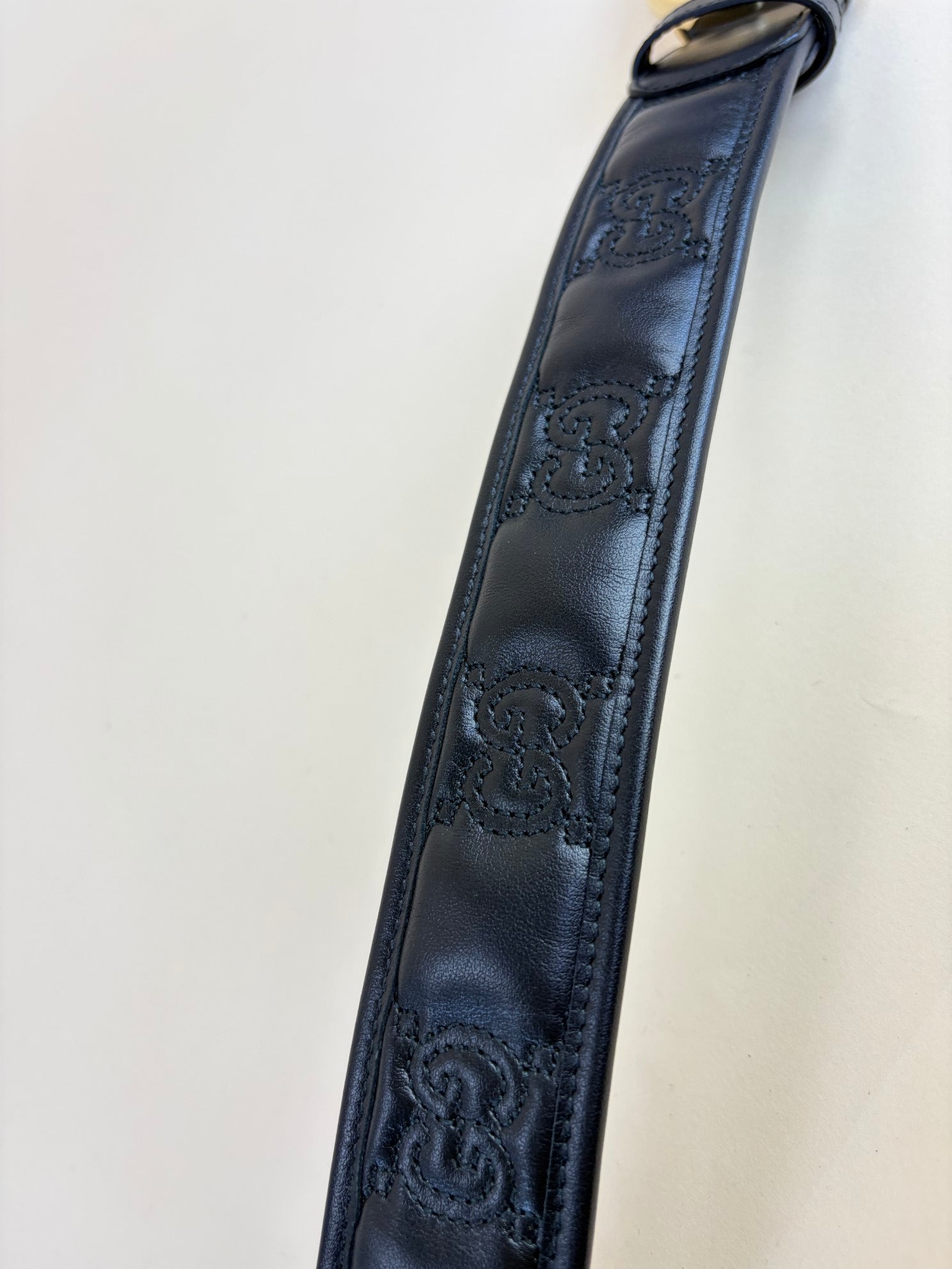 Gucci Black Double G shiny buckle wide belt