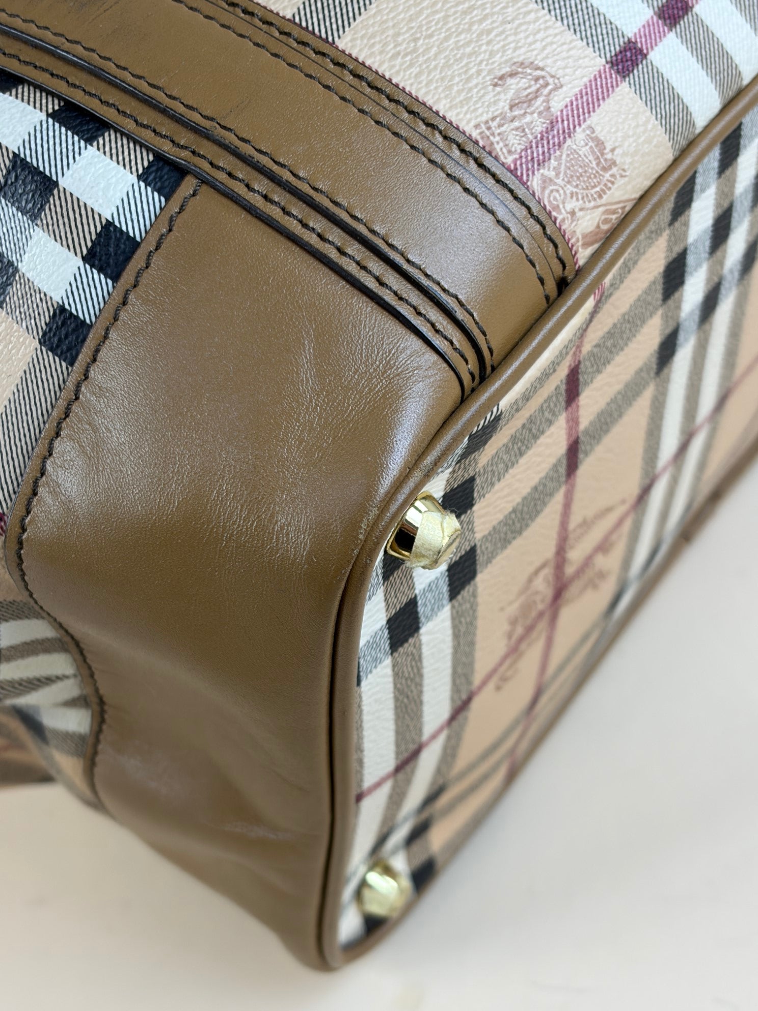 Burberry Beige Golderton Haymarket Tote Bag