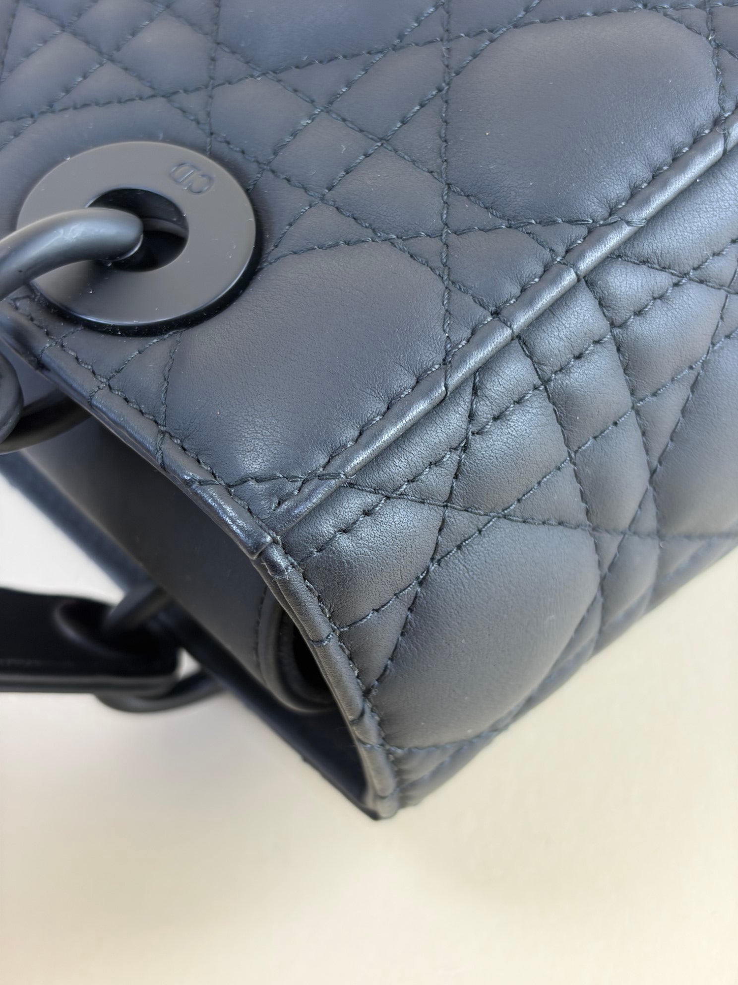 Christian Dior Black Ultramatte Lady Dior Small ABCDIOR bag