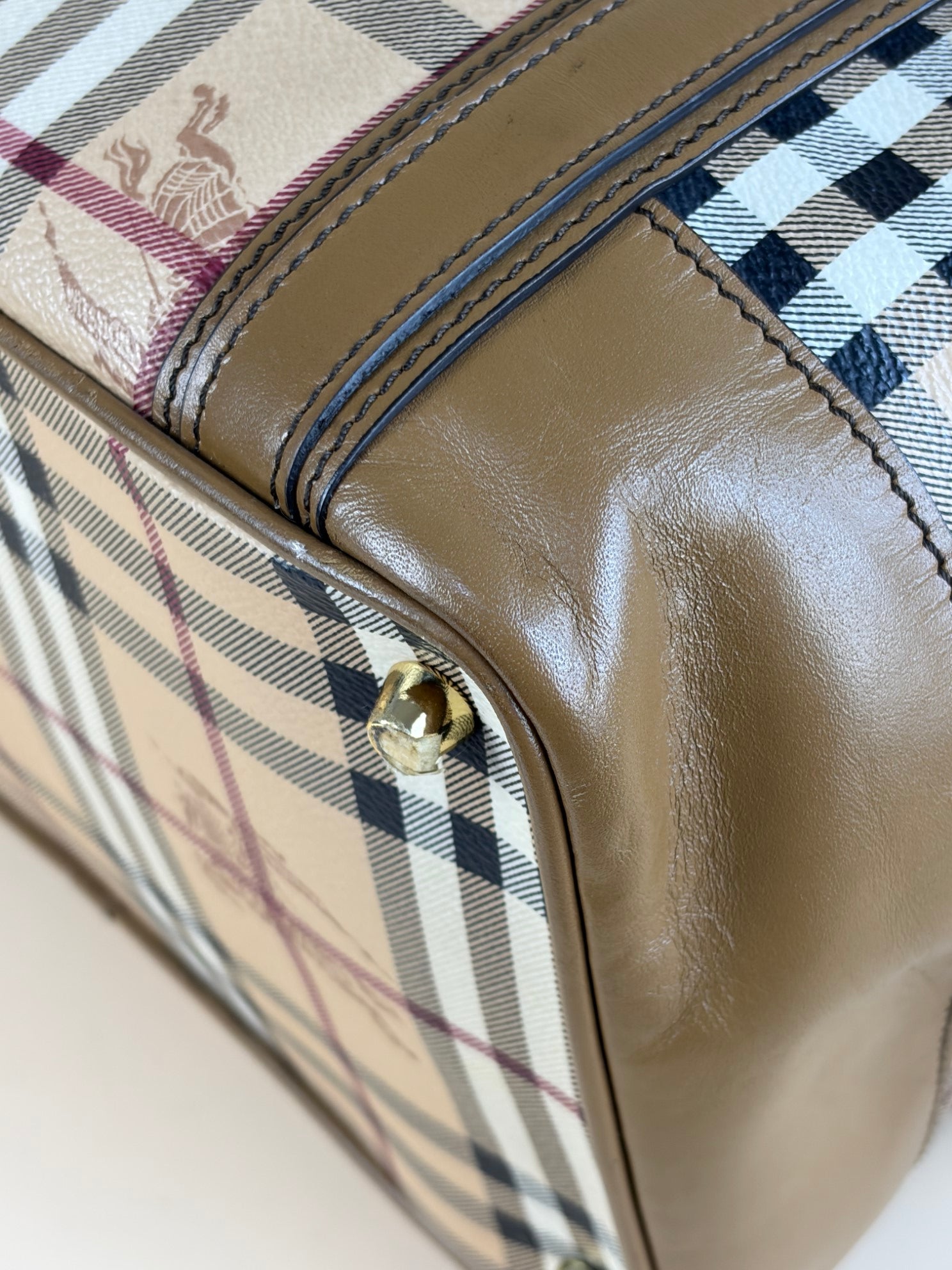 Burberry Beige Golderton Haymarket Tote Bag